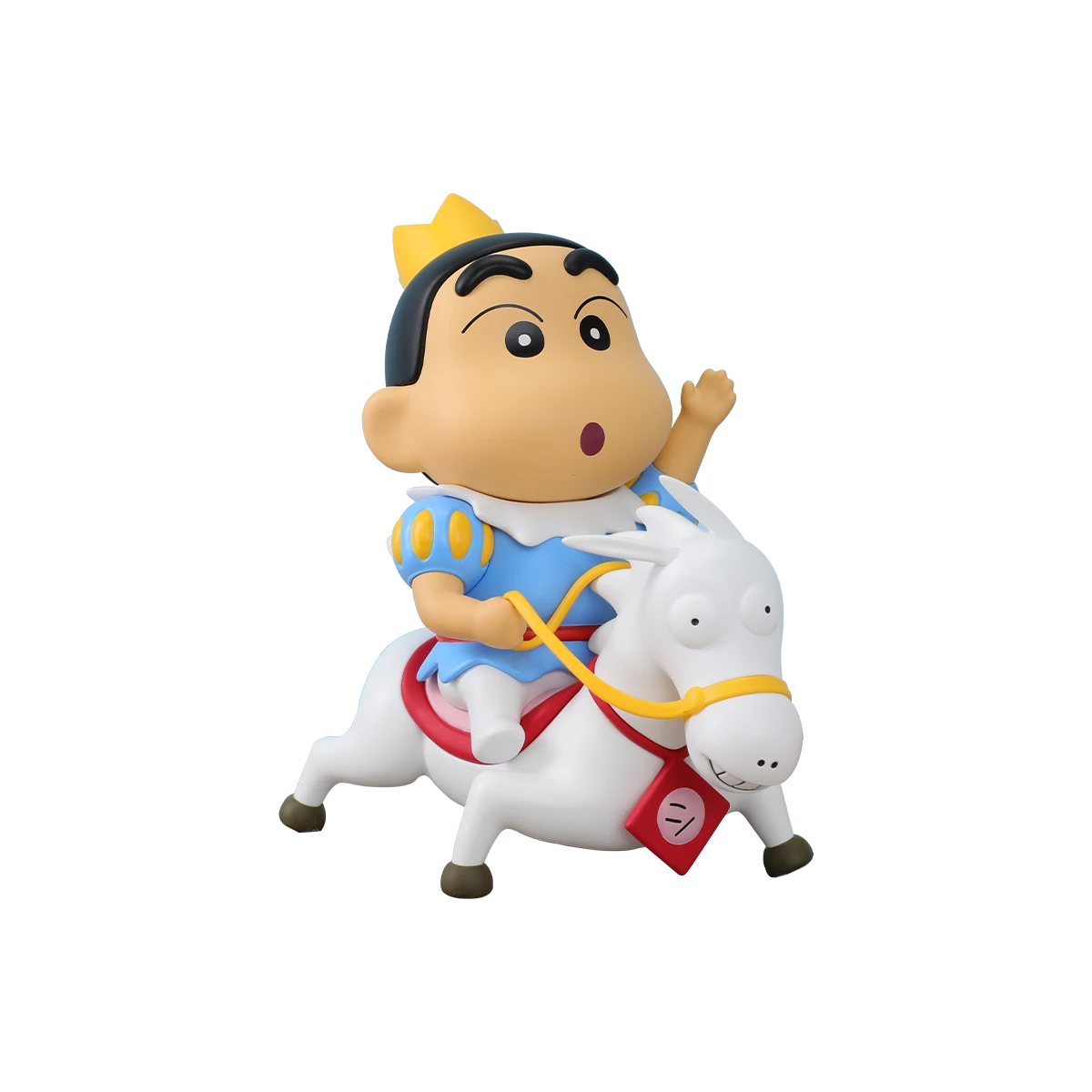 Crayon Shinchan PLUS Prince Charming figure in blue prince outfit and crown riding a white horse