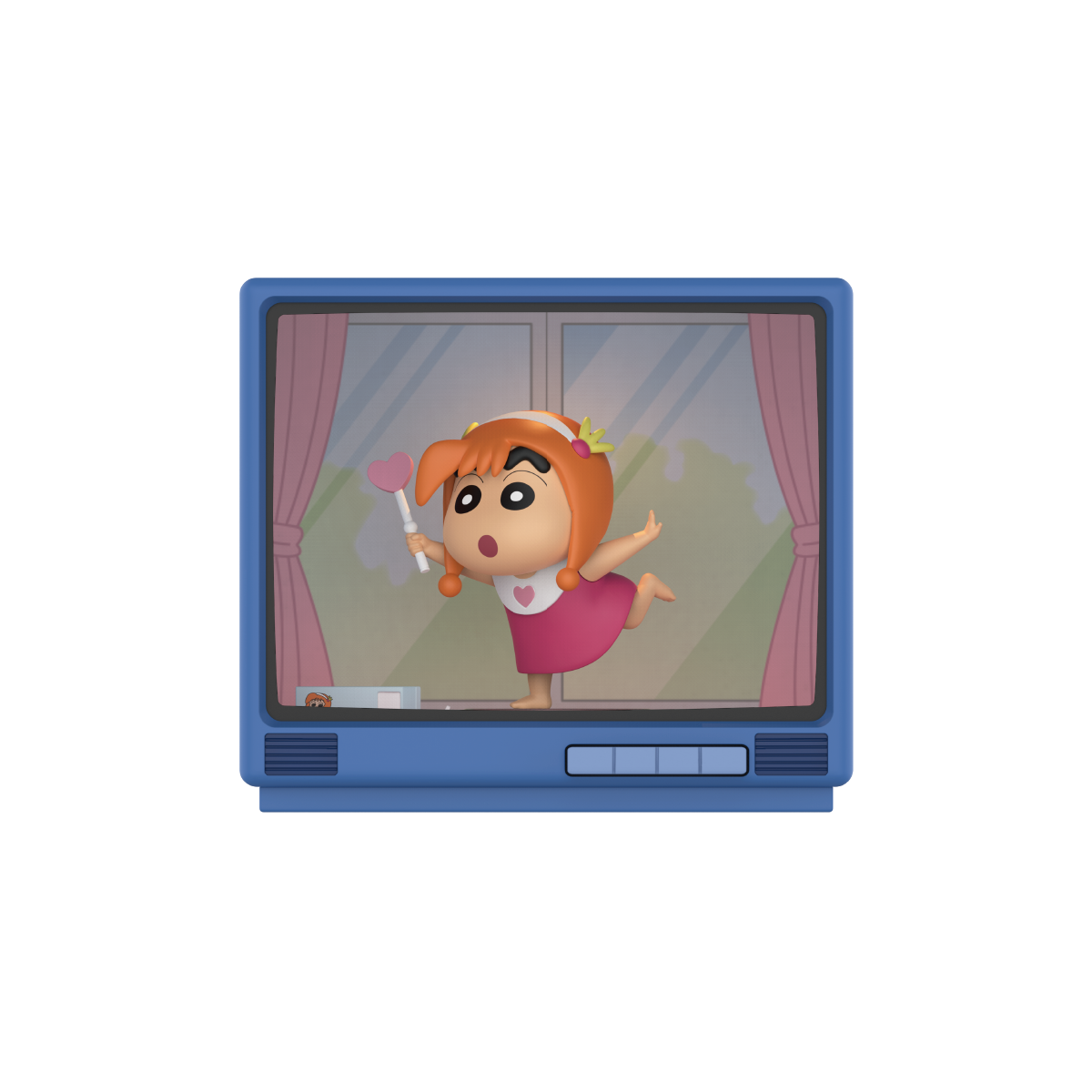Dress Up As P, Shinchan twirling in a pink magical-girl outfit with a wand, Crayon Shinchan Retro TV Series