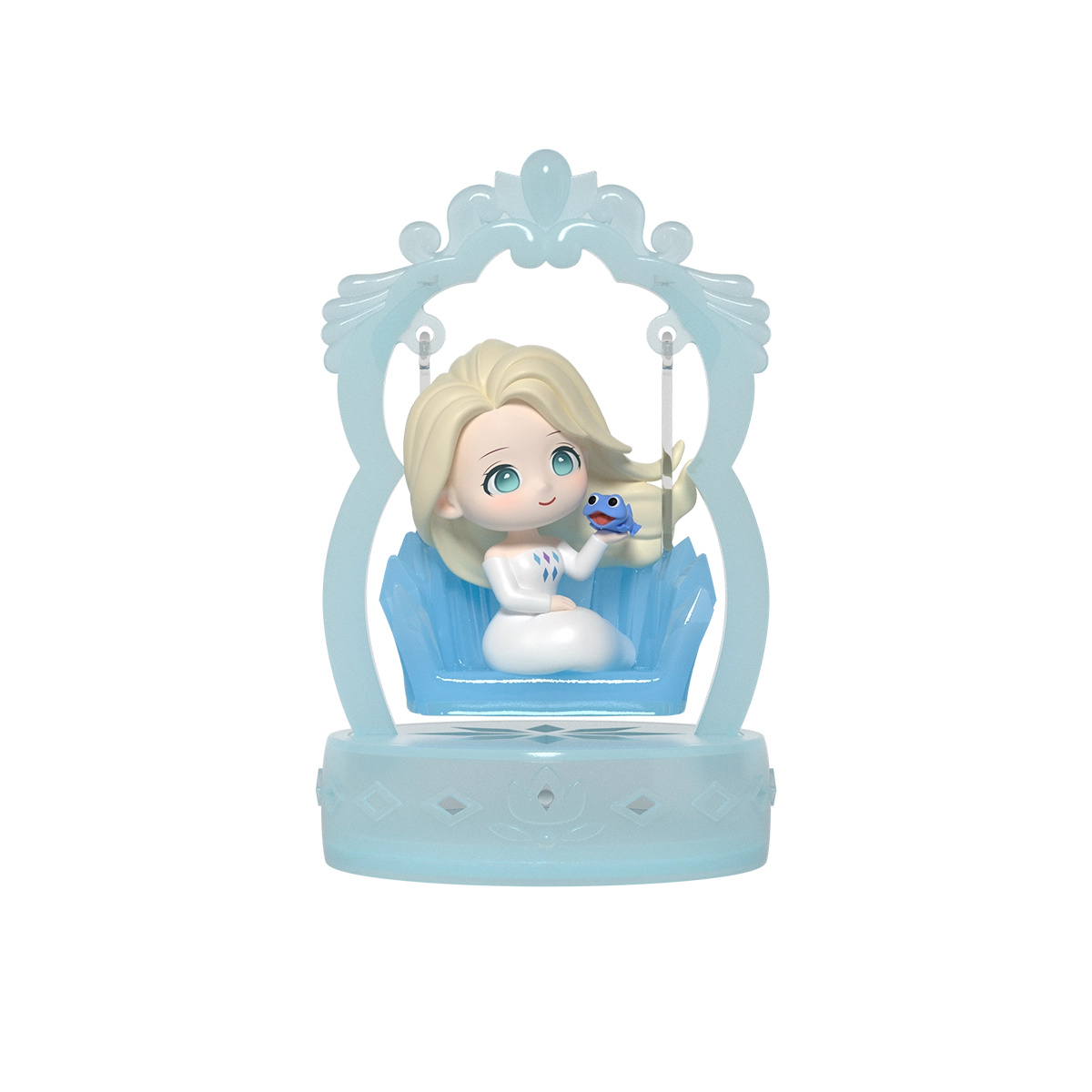 Elsa & Bruni: Elsa trẻ đang chăn chăn thạch xanh Bruni trên một vòng xoay băng, Frozen Enchanted Swing