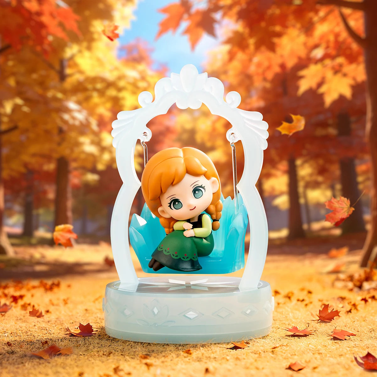 Thời điểm với Anna: Anna mặc váy xanh với dải lông trên một vòng xoay băng, Frozen Enchanted Swing