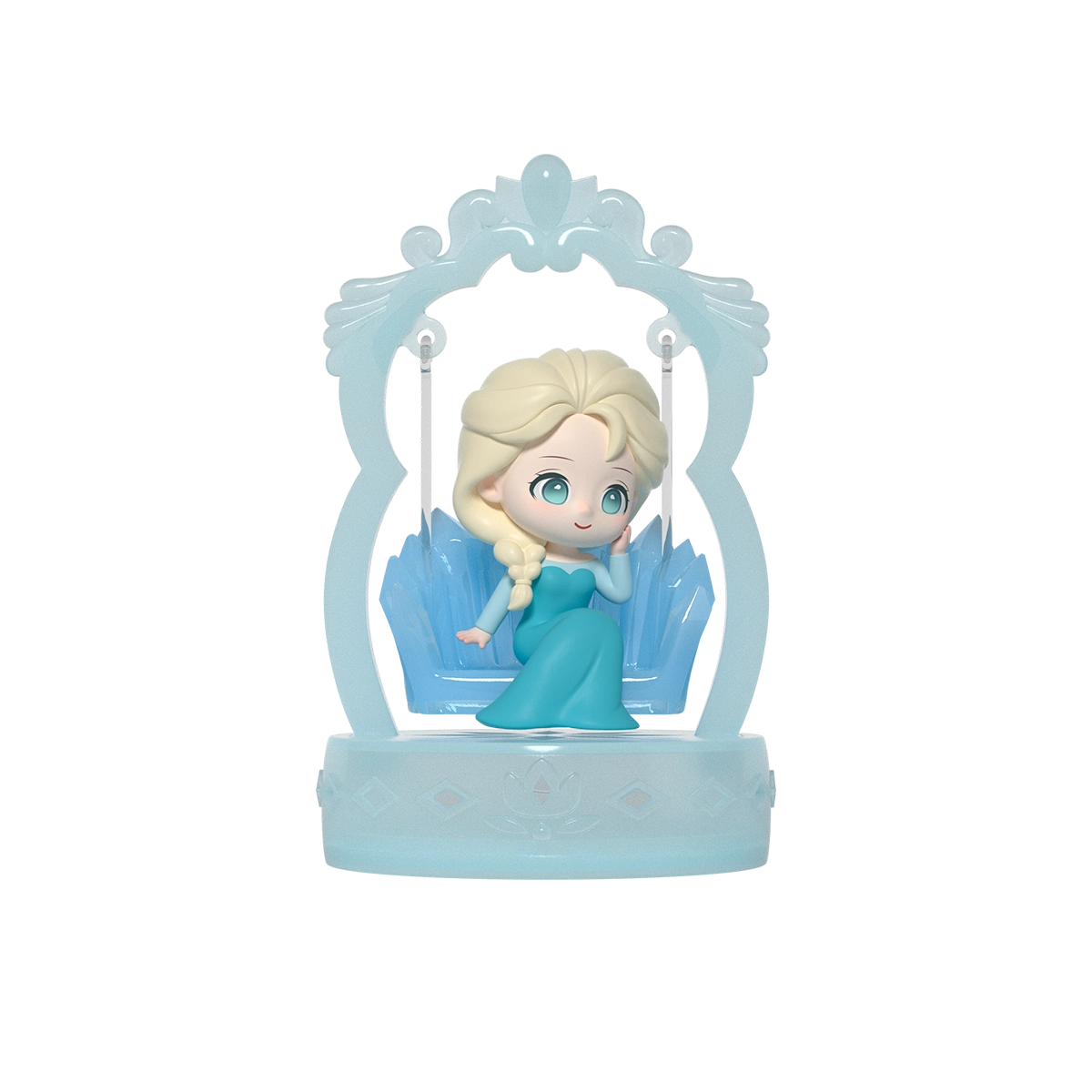 Elsa thanh thản trong váy vải vải trên một vòng xoay đá tinh thể xanh, Disney Frozen Enchanted Swing Collection