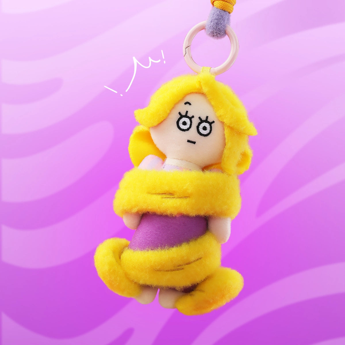 Cinderella plush keychain in pale blue ballgown mid-dash, worried face, Disney Princess On The Run