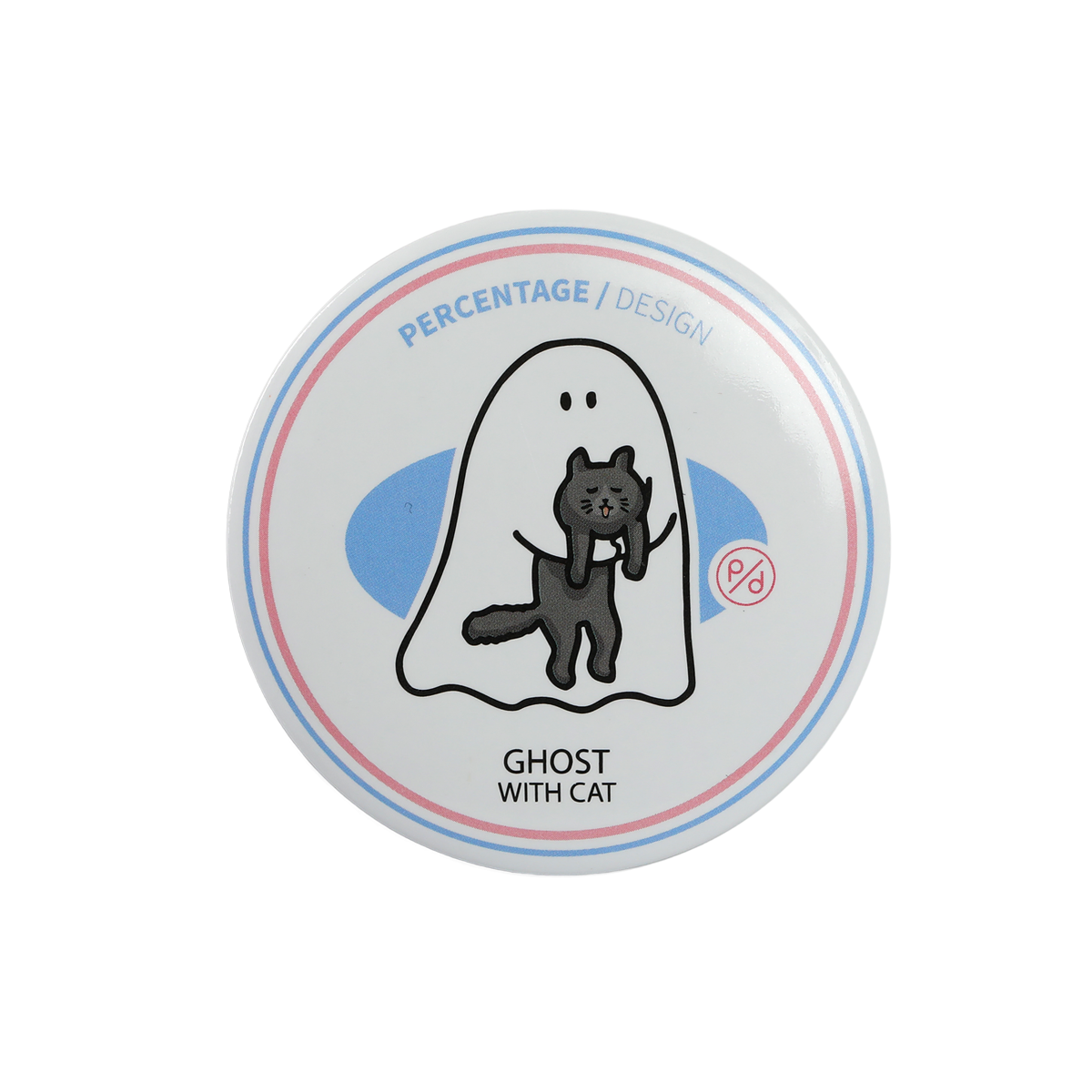 Mischievous Tuxedo Ghody round magnetic bottle opener, ghost holding a black-and-white cat, by 52TOYS