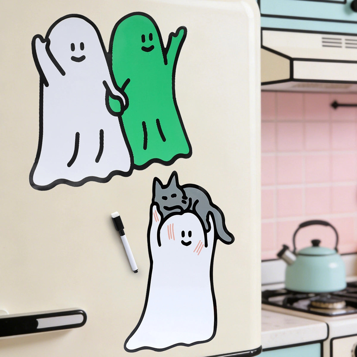 Best Friends and Cat On Head Ghody magnets on a kitchen fridge, GHODY message magnet series