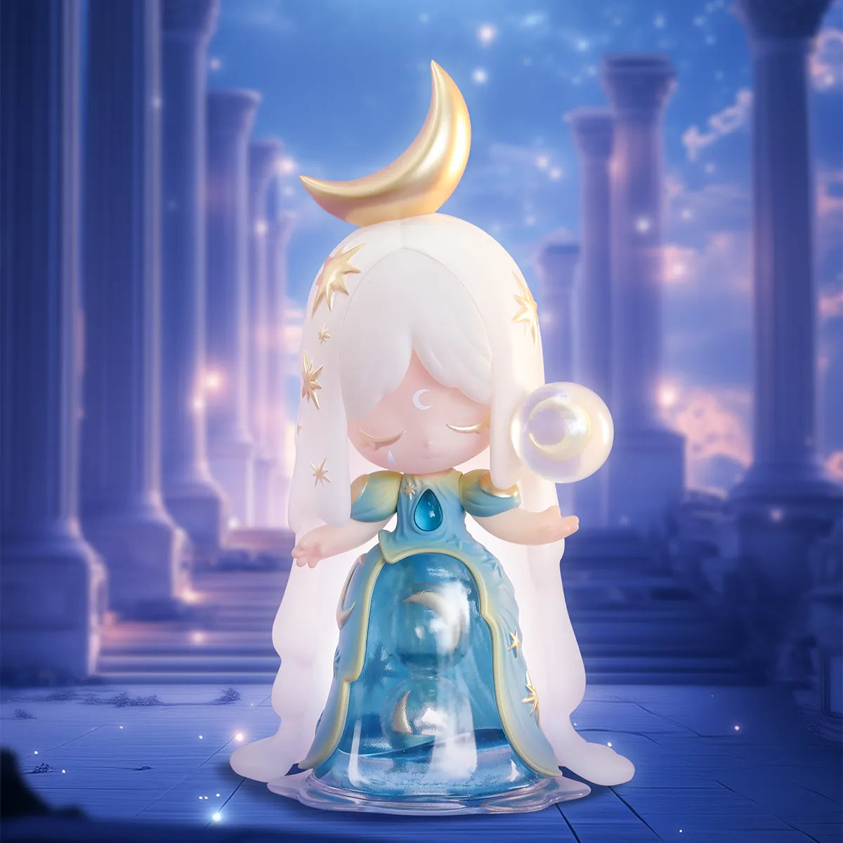 Laplly New Moon figure holding the Star of Bethlehem orb in a starlit temple