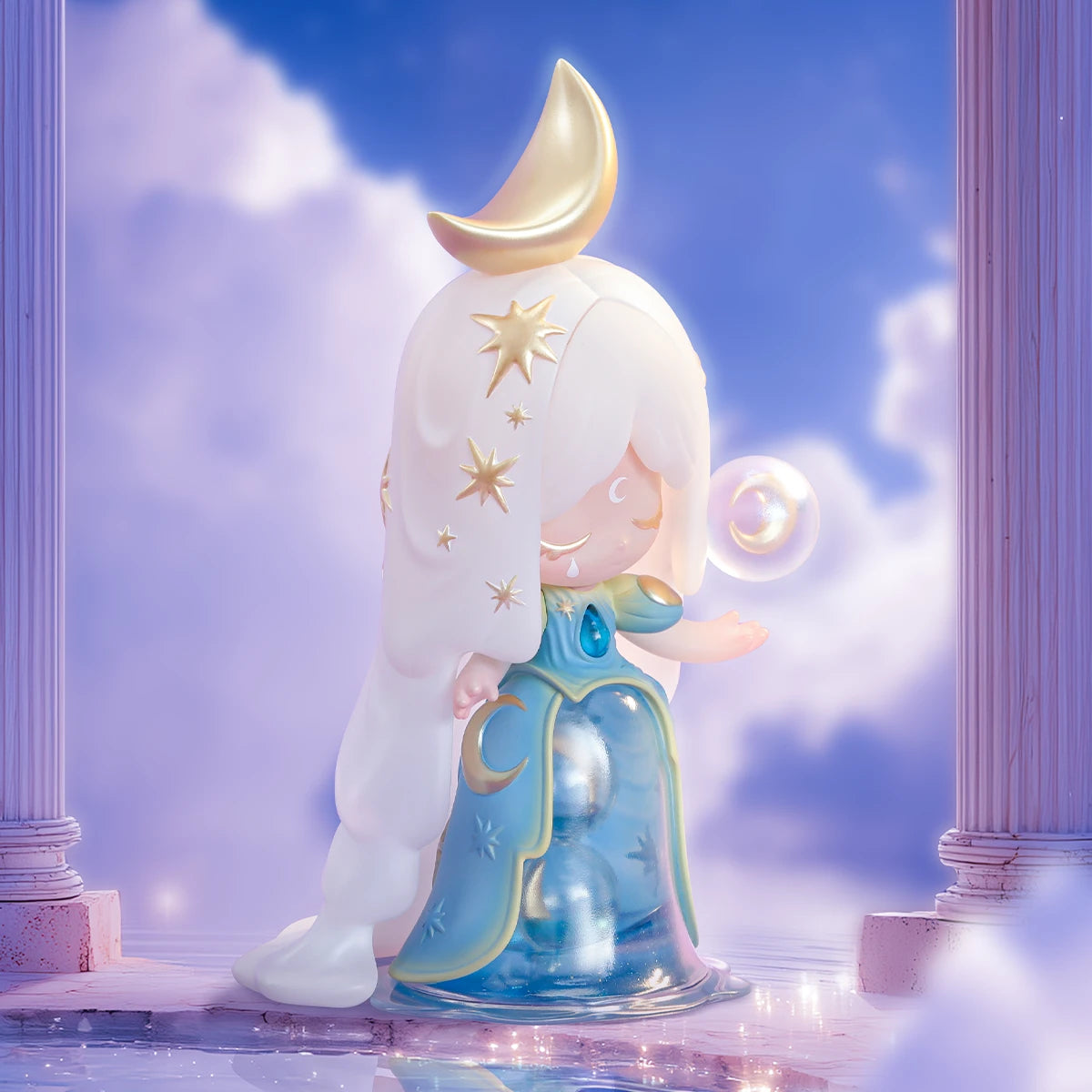 Laplly New Moon figure showing star-dotted cape and crescent hourglass skirt