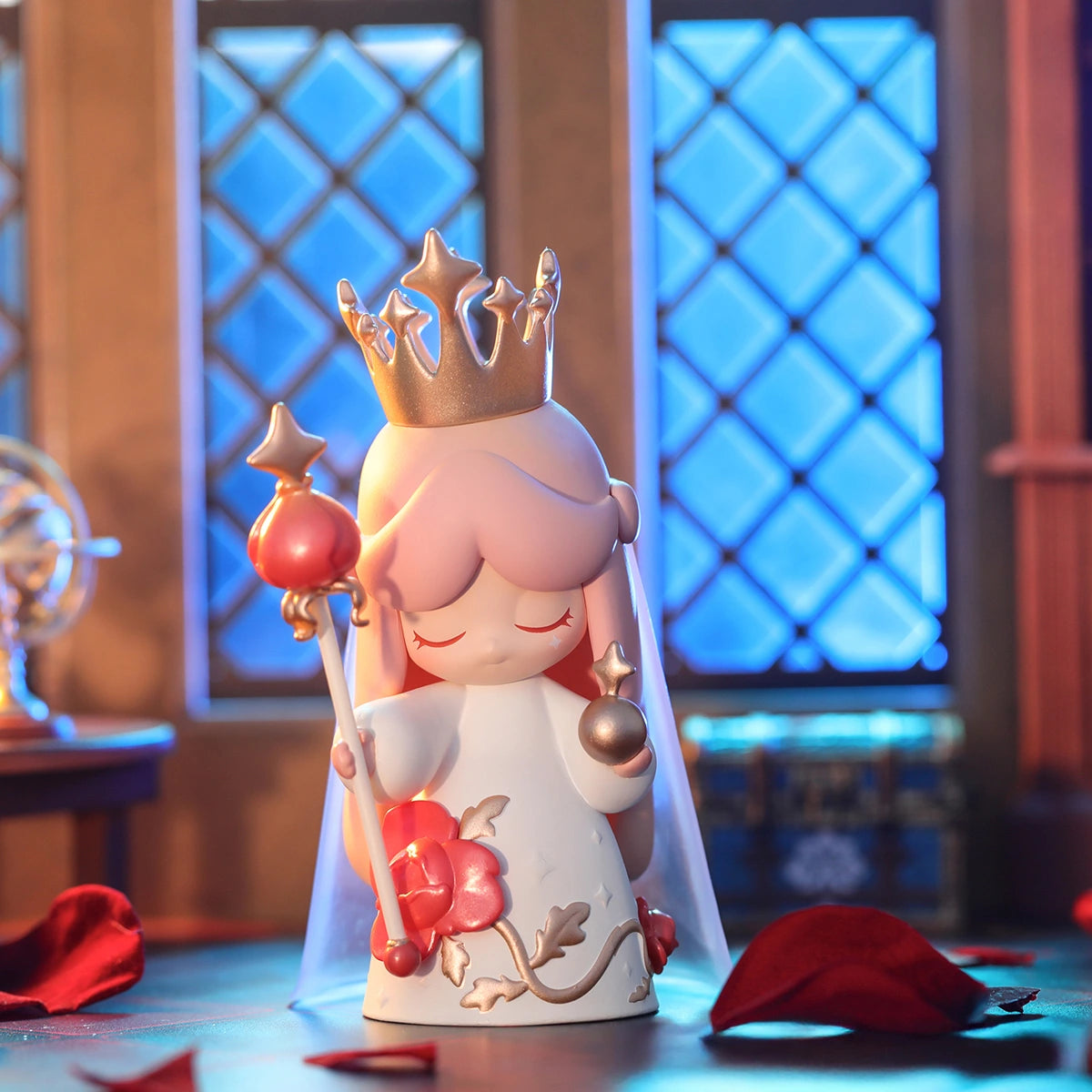 The Empress girl in star crown and veil holding two scepters over a rose robe, LAPLLY Song of the Tarot