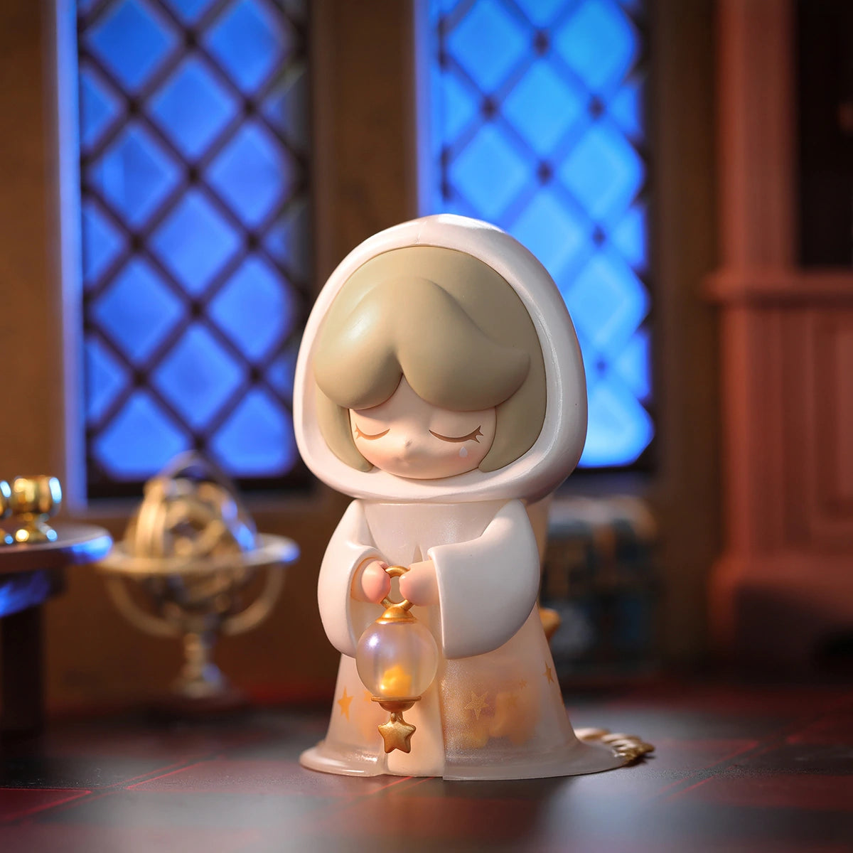 The Hermit girl in white hood holding a star-topped glowing lantern, LAPLLY Song of the Tarot