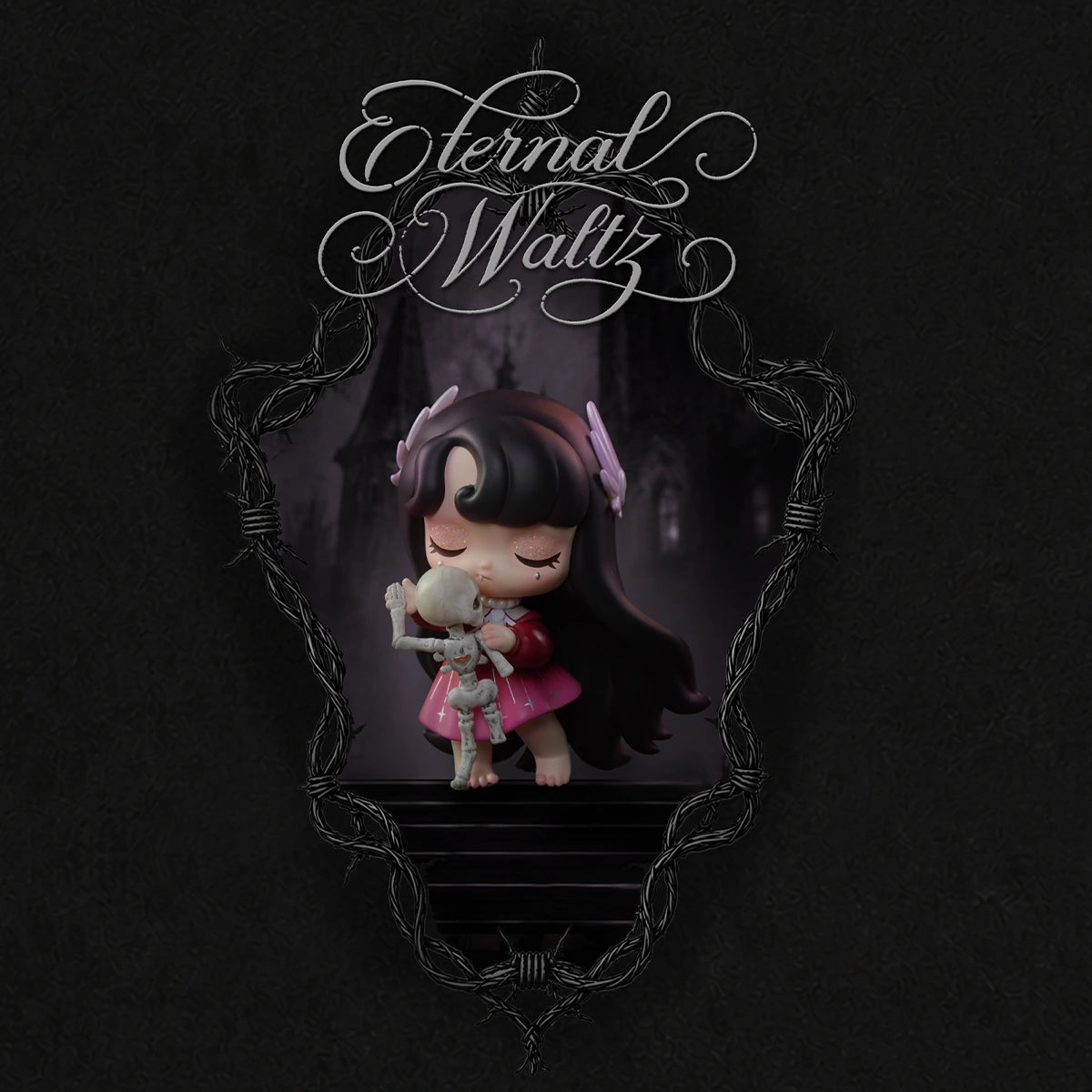 Eternal Waltz black-haired girl in pink dress cradling a bone doll, Lilith Nocturnal Shroud