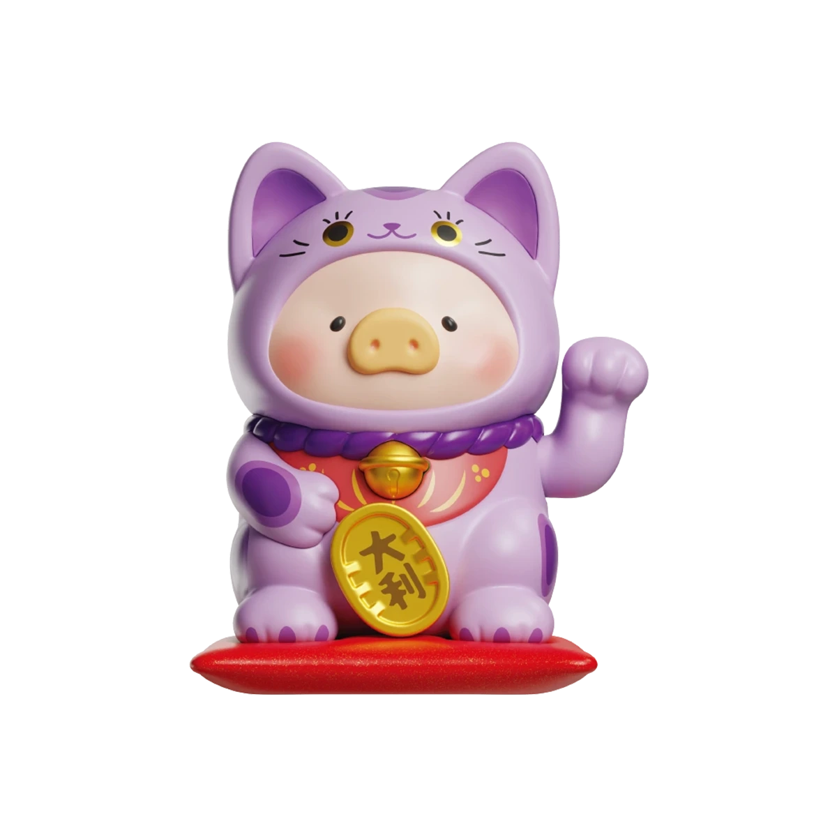 Treasure Magnet Cat glossy gold lucky-cat pig holding an ingot, LuLu the Piggy Lucky Cat Series