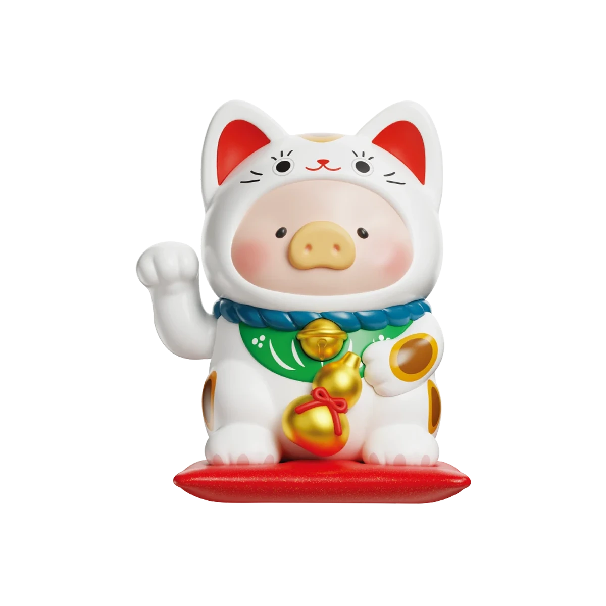 Treasure Magnet gold and Fortune Shift black lucky-cat pigs with ingots, LuLu the Piggy Lucky Cat