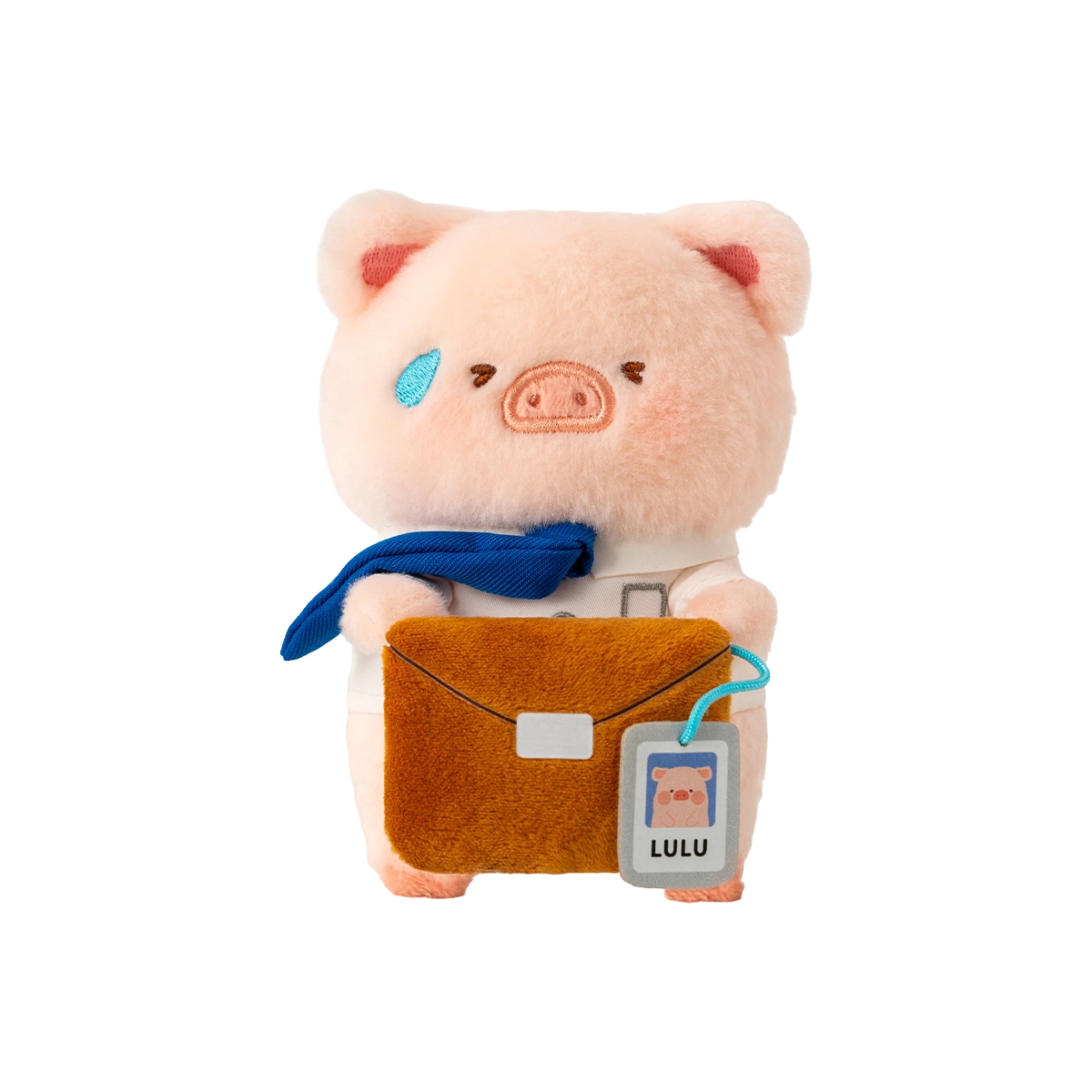 Almost Late Lu piggy plush keychain with sweat drop, necktie and briefcase, LuLu Piggy Office by 52TOYS