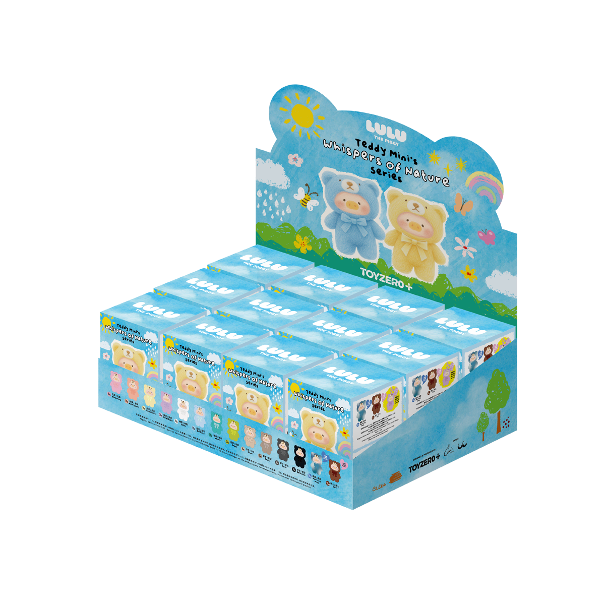 Full display box of Lulu piggy teddy charms, Teddy Mini Whispers of Nature blind box