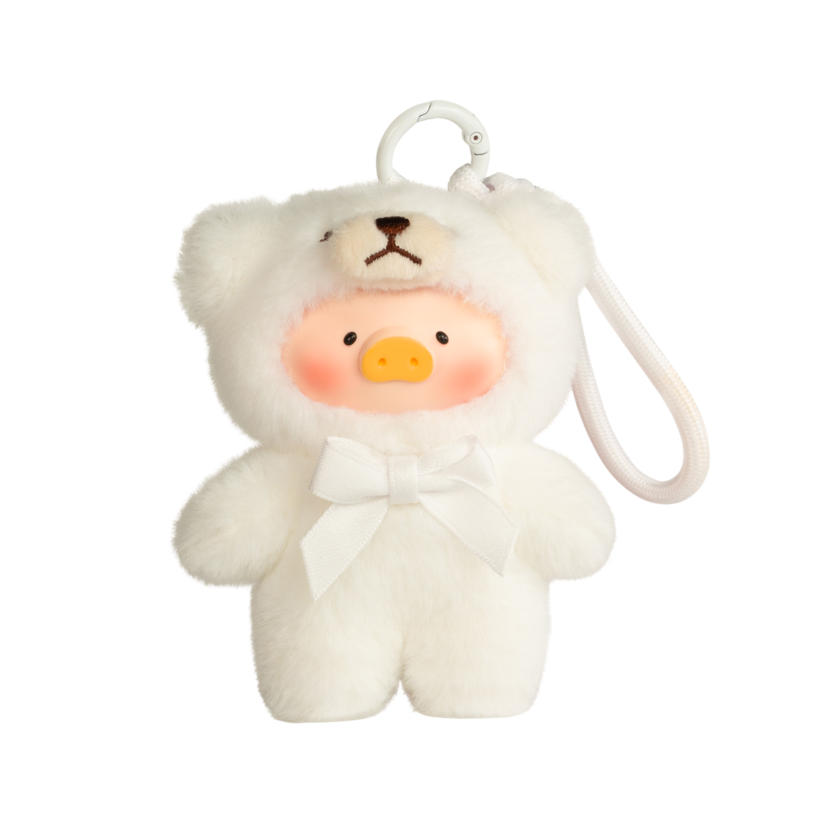 Snow pure-white Lulu piggy teddy charm with white bow, Teddy Mini Whispers of Nature