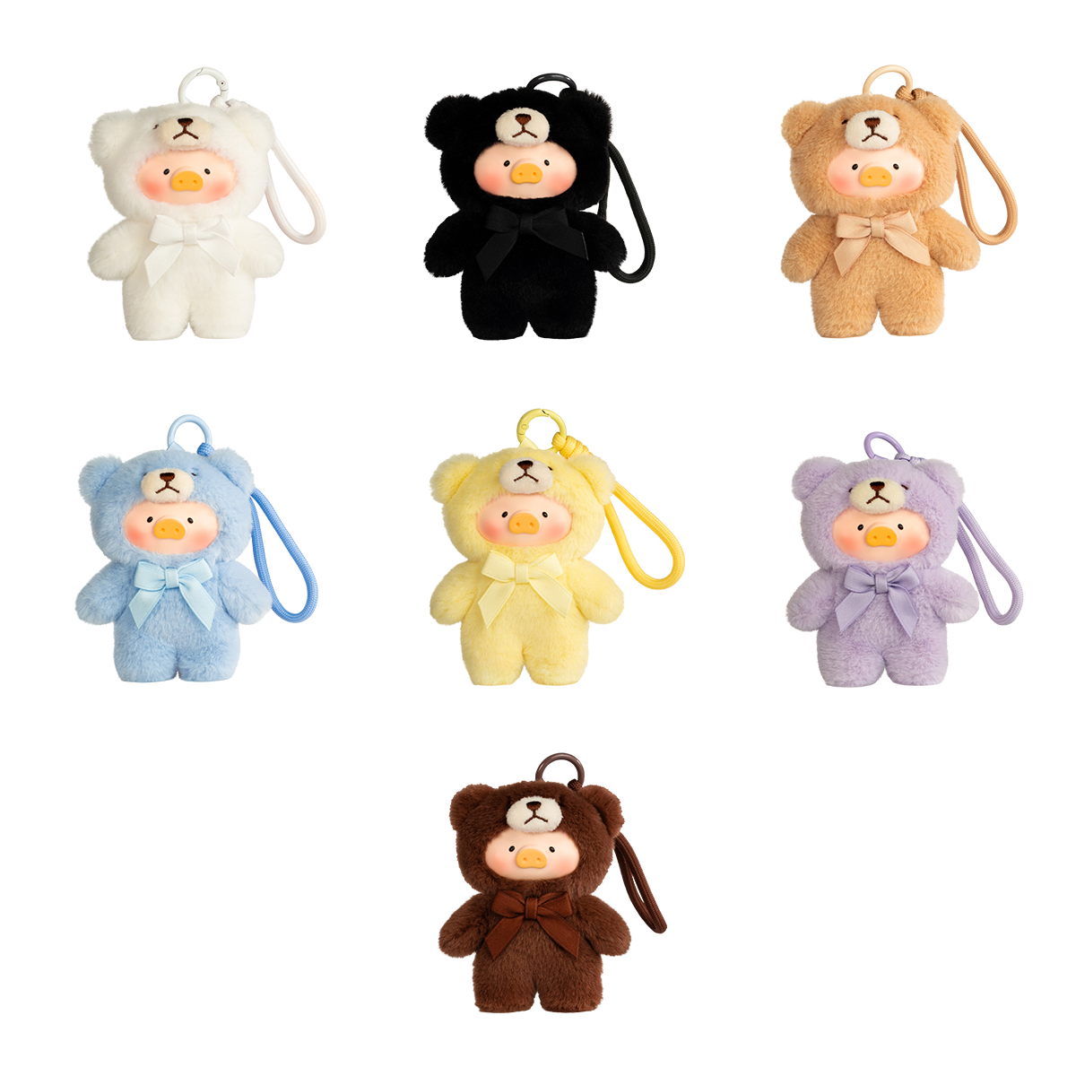 Complete Whispers of Nature lineup of seven Lulu the Piggy teddy plush phone charms