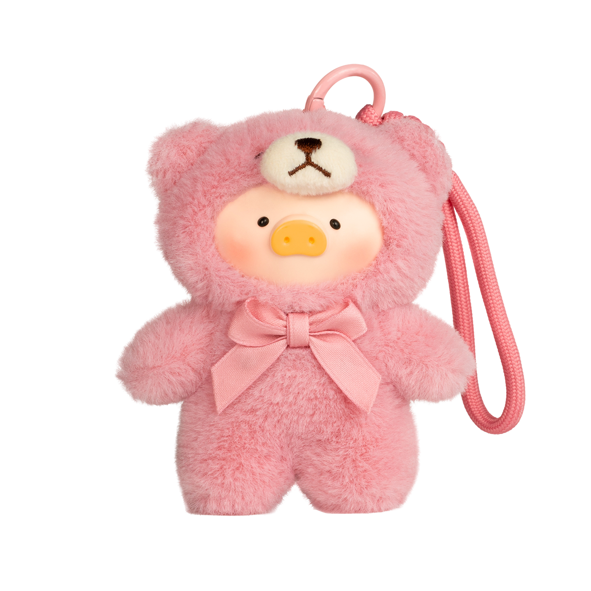Blooming rose-pink Lulu piggy teddy charm with pink bow, Teddy Mini Whispers of Nature