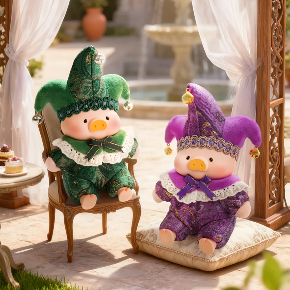 Green Acceptance Angel and purple Waiting Angel piggy plush keychains, Lulu The Piggy Triangel