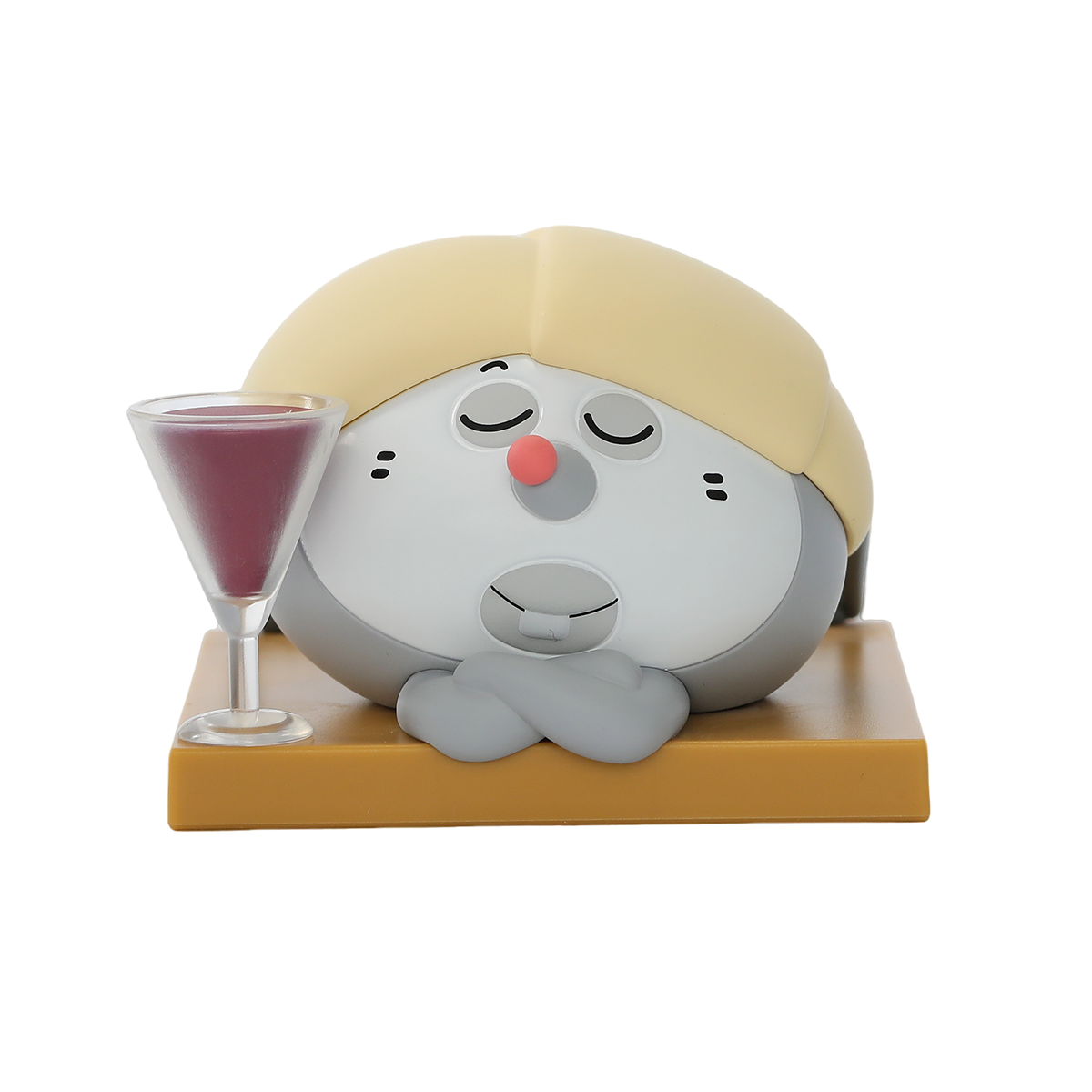 Enjoy Life chubby figure lounging back with a pink cocktail glass, Meiji and Dashu Blessed Mental State