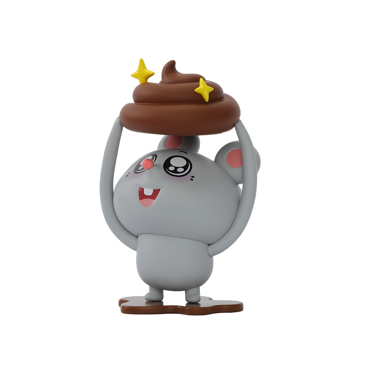 Full Support grey mouse holding a sparkly poop swirl overhead, Meiji and Dashu Blessed Mental State