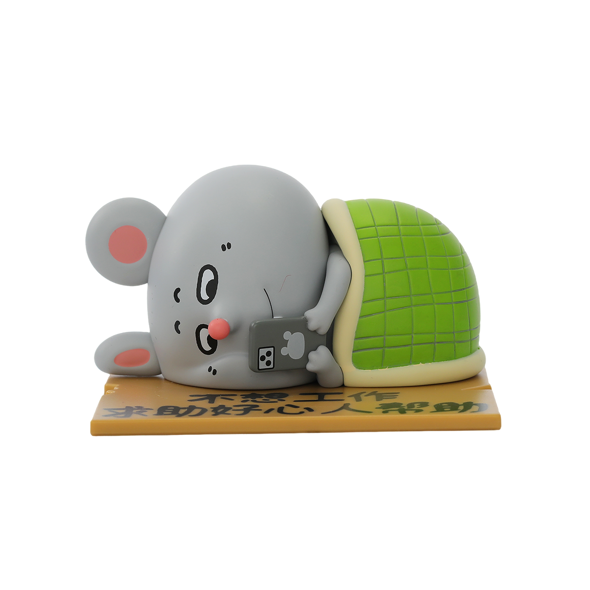 Adopt Me Pls grey mouse lying on a help-wanted sign with phone, Meiji and Dashu Blessed Mental State