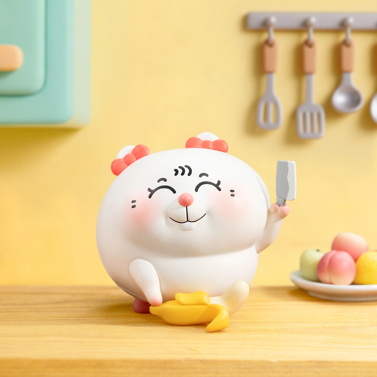 Slice and Play chubby figure laughing, pink clips, holding a cleaver, Meiji and Dashu Blessed Mental State