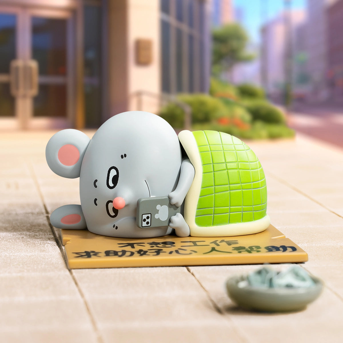 Adopt Me Pls grey mouse collapsed on a help-wanted sign with phone, Meiji and Dashu Blessed Mental State
