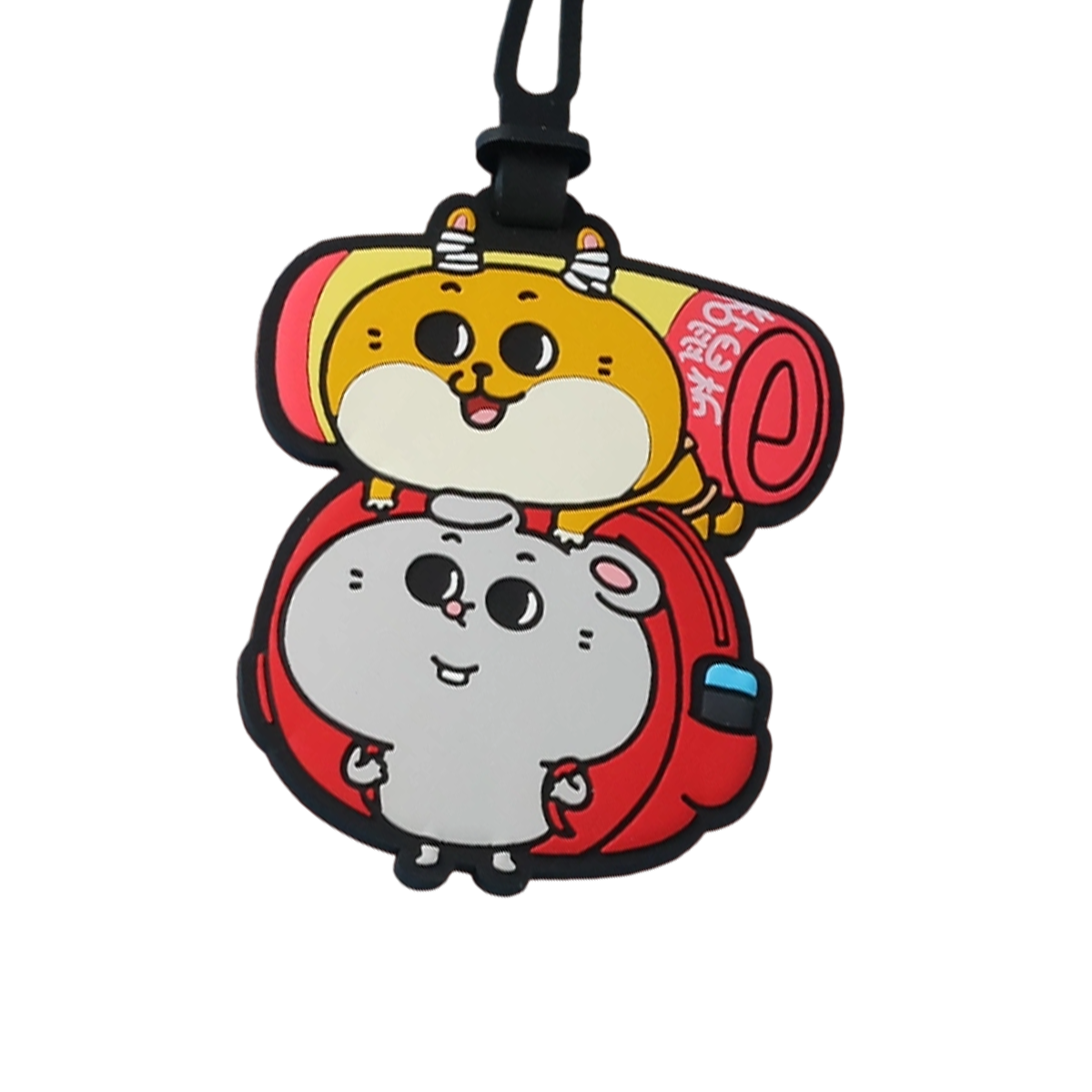 Yellow hamster and gray mouse Dashu hauling red bundles on moving day, Meiji & Dashu PVC luggage tag by 52TOYS