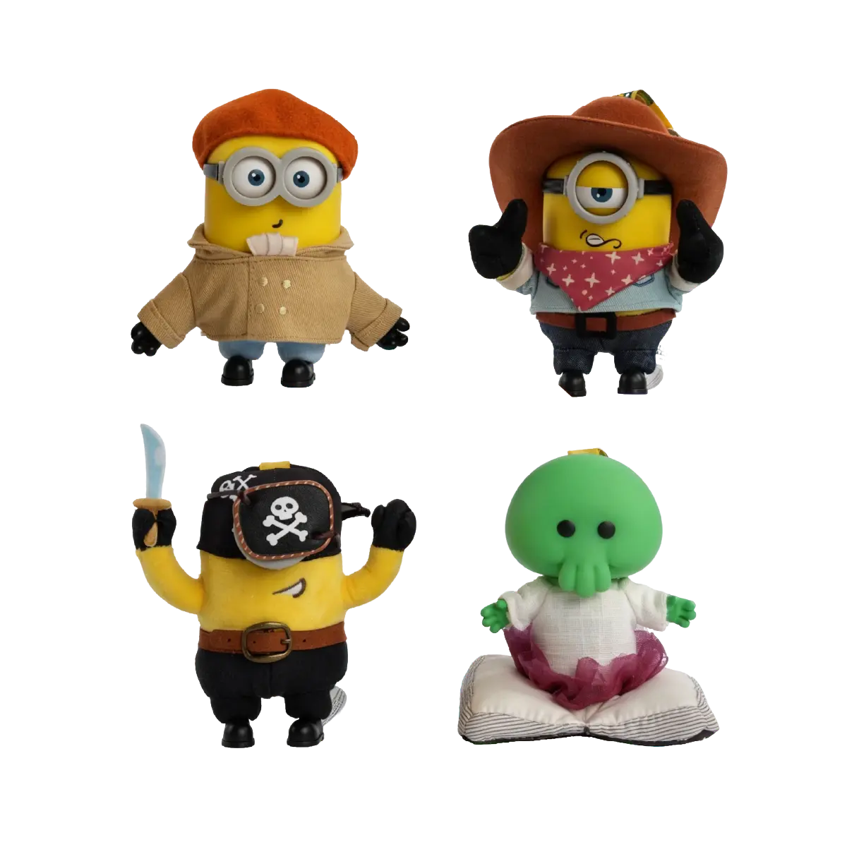 Complete Minions & Monsters lineup of Artist Henry, Cowboy James, Pirate Carl, and Goomi