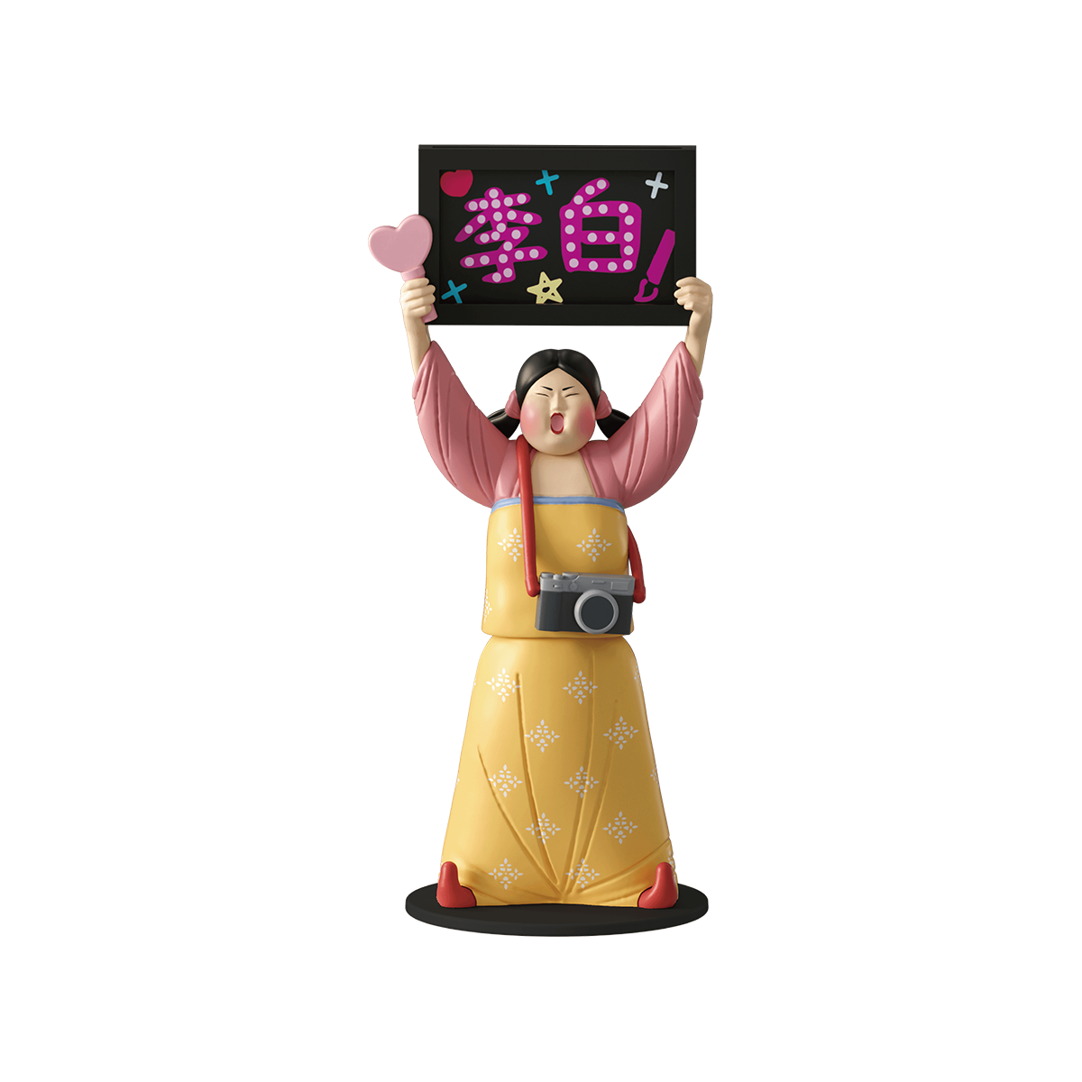Starry Cheers Tang court lady raising a glowing light board, camera at waist, Modern Ancients Party Queen