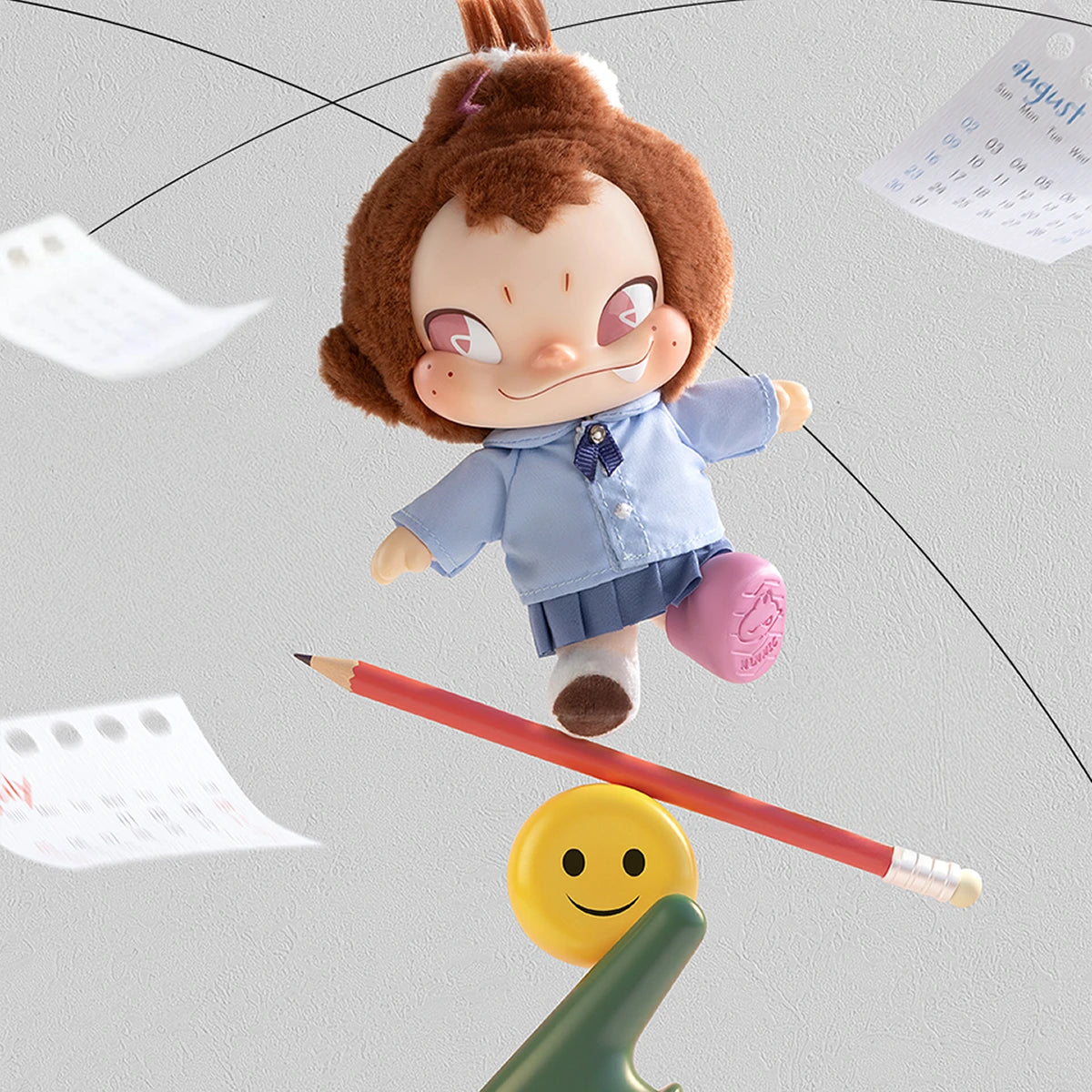 After School Time NINNIC in blue uniform shirt and pleated skirt mid-leap, NINNIC Wild & Free