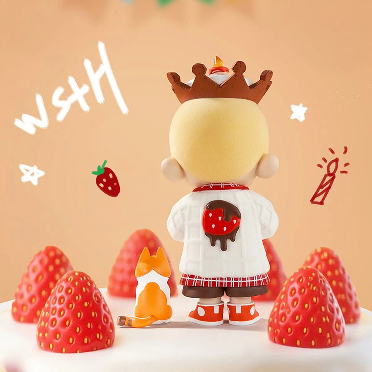 Back of NOOK Make A Wish showing dripping strawberry sweater among strawberries, limited edition