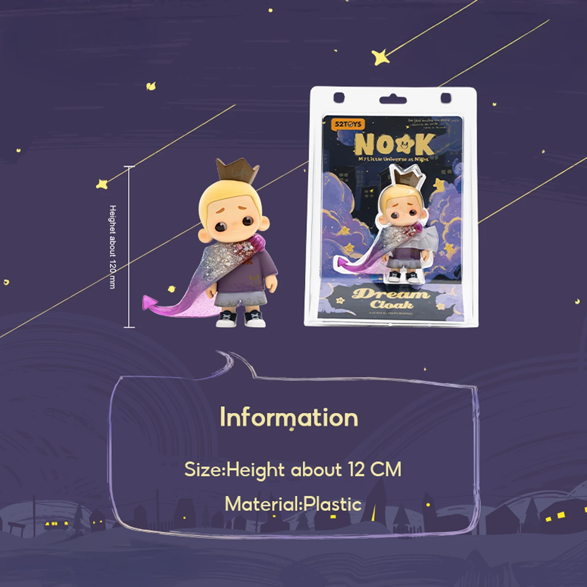 NOOK Dream Cloak figure with packaging noting 12cm height and plastic material, limited edition