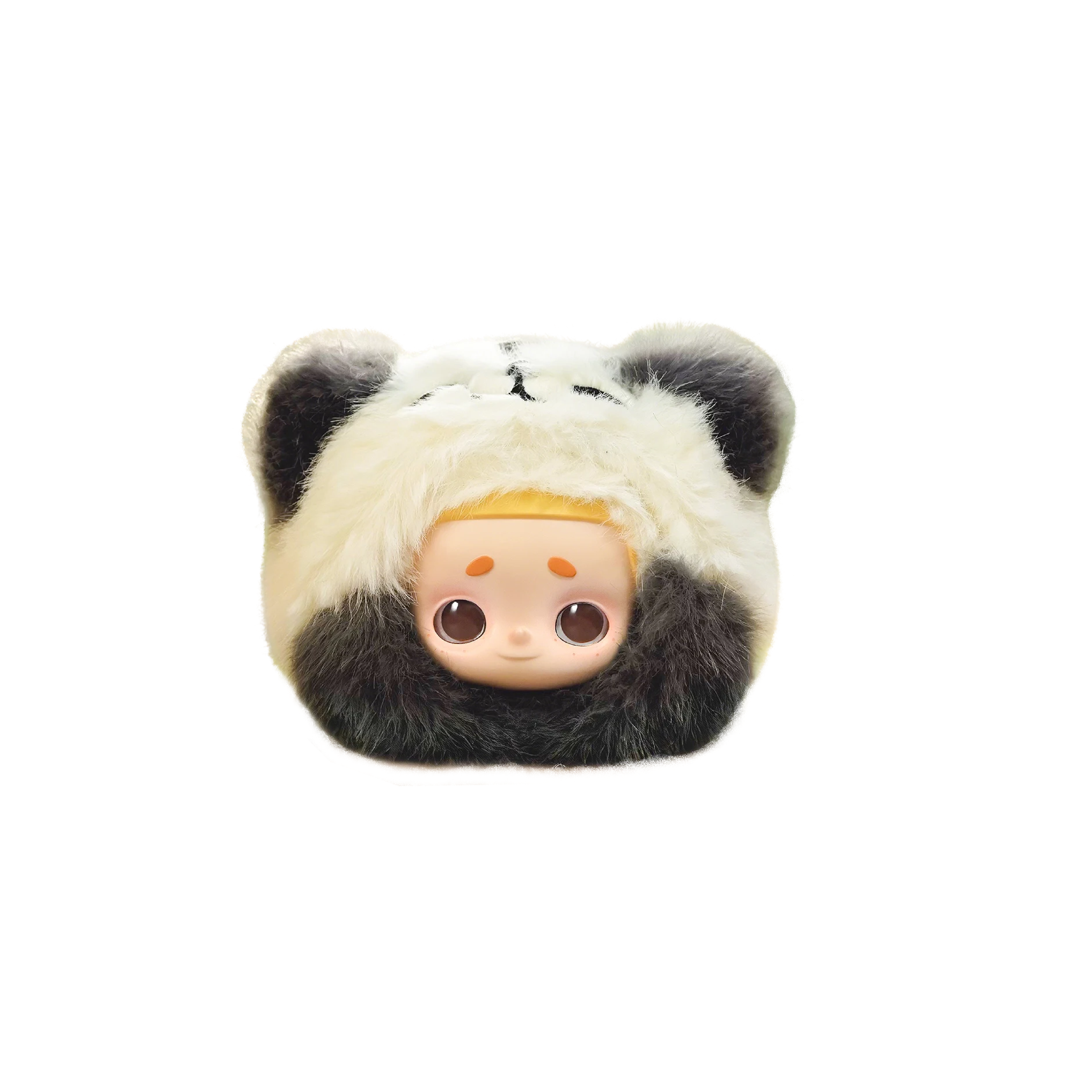 Polar Brave Nook in a white polar-bear hood with stitched face and stern eyebrows, My Date with the Forest