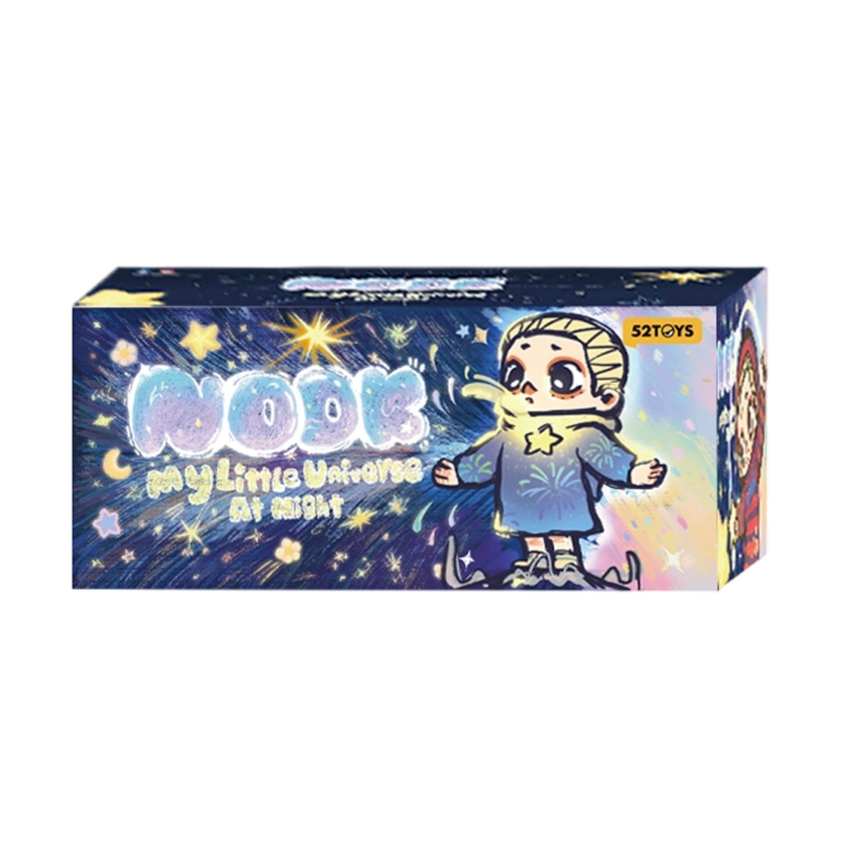 NOOK My Little Universe At Night display box showing the starry-sky figure, blind box packaging