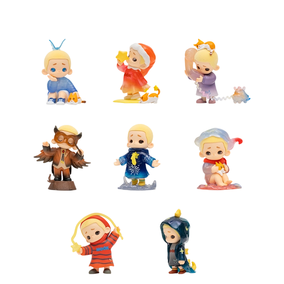 Full set of eight NOOK My Little Universe At Night figures in starry night outfits, blind box lineup
