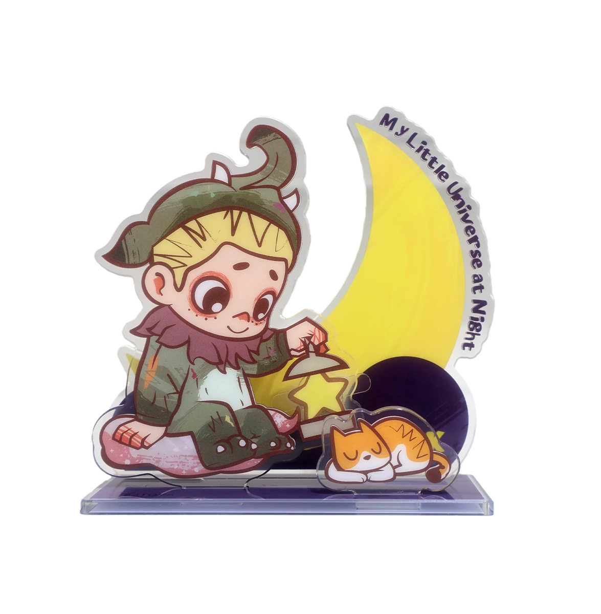 Dream Eating Tapir light-up standee, NOOK with lantern, crescent moon and sleeping tapir