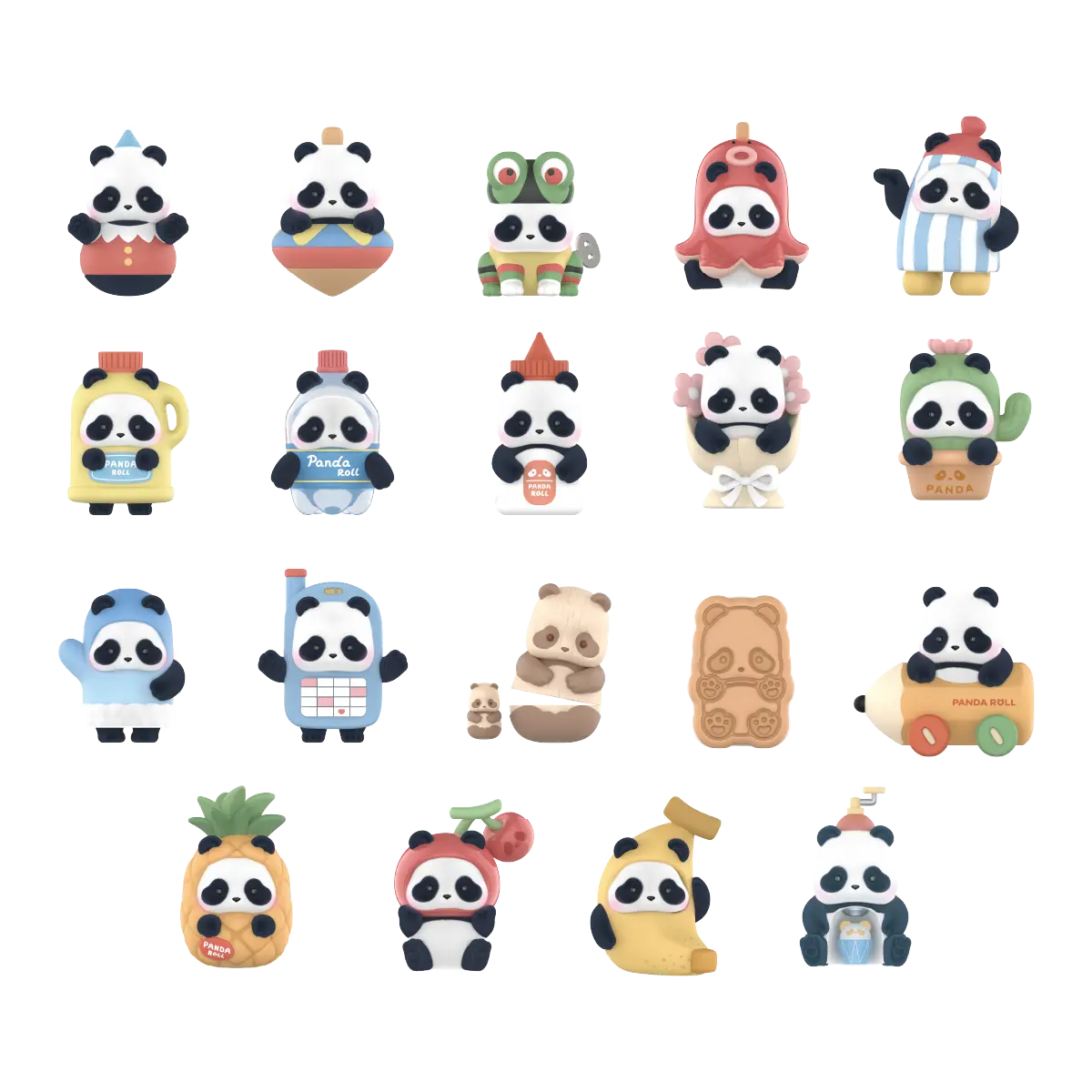 Complete Panda Roll MiniMe Mix & Match Crew Series 2 lineup of twenty mini figures
