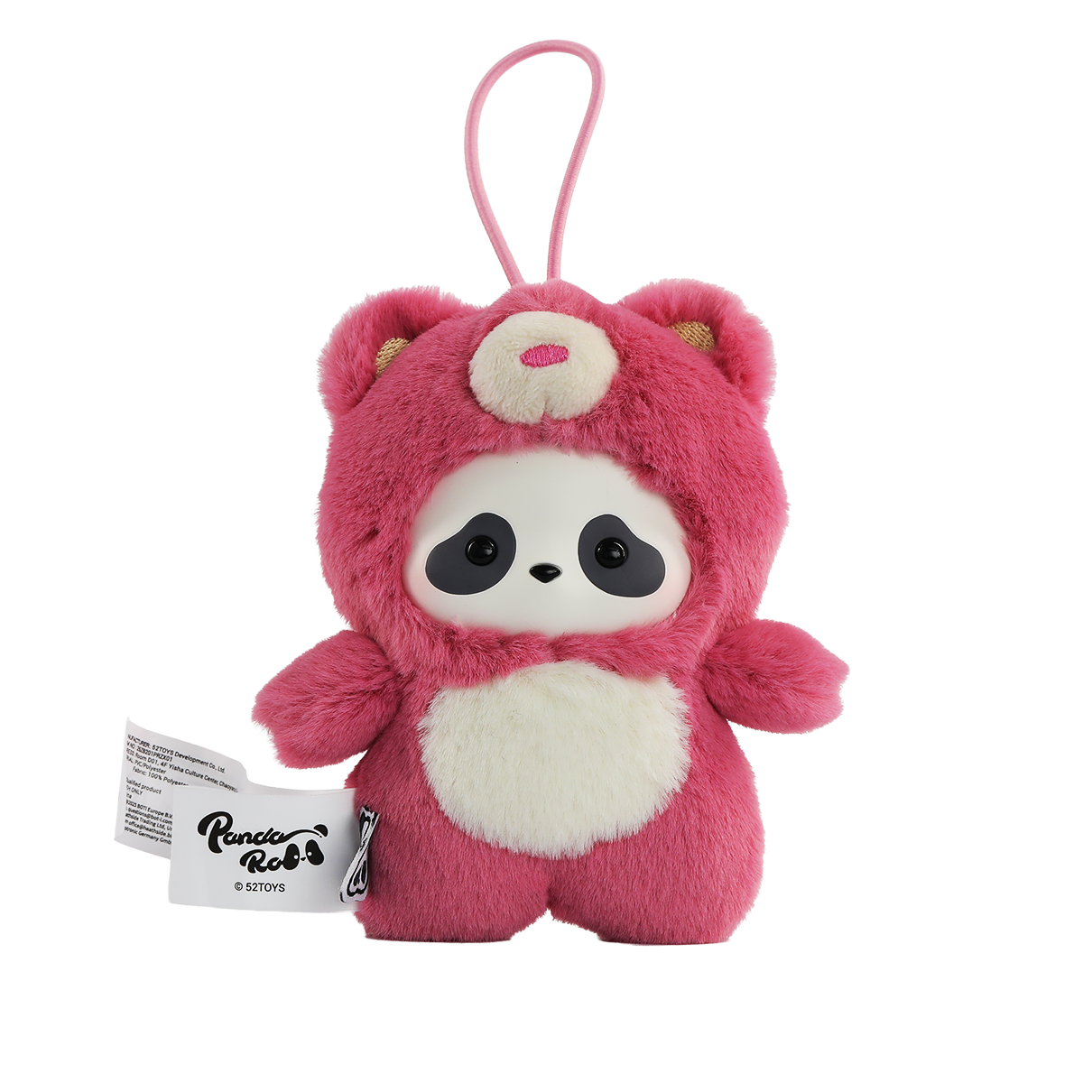 Honey Bear panda in a hot-pink fuzzy bear costume keychain, Panda Roll The Zoo In Hands