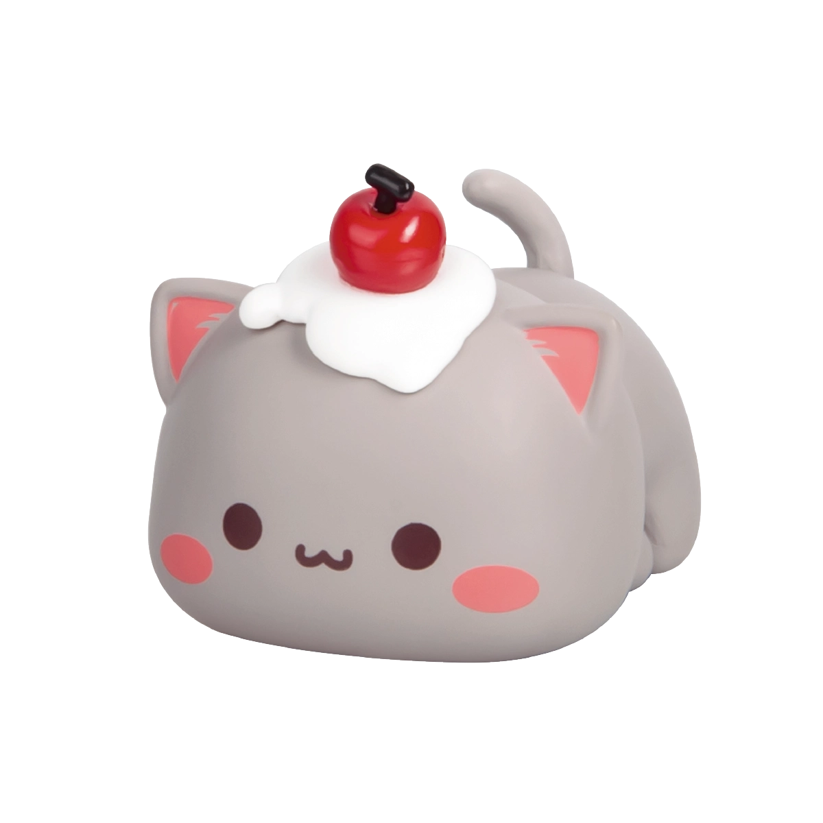 Peach Oreo white cat with a dark sandwich cookie on its back, Peach and Goma's Sweet Mini Universe