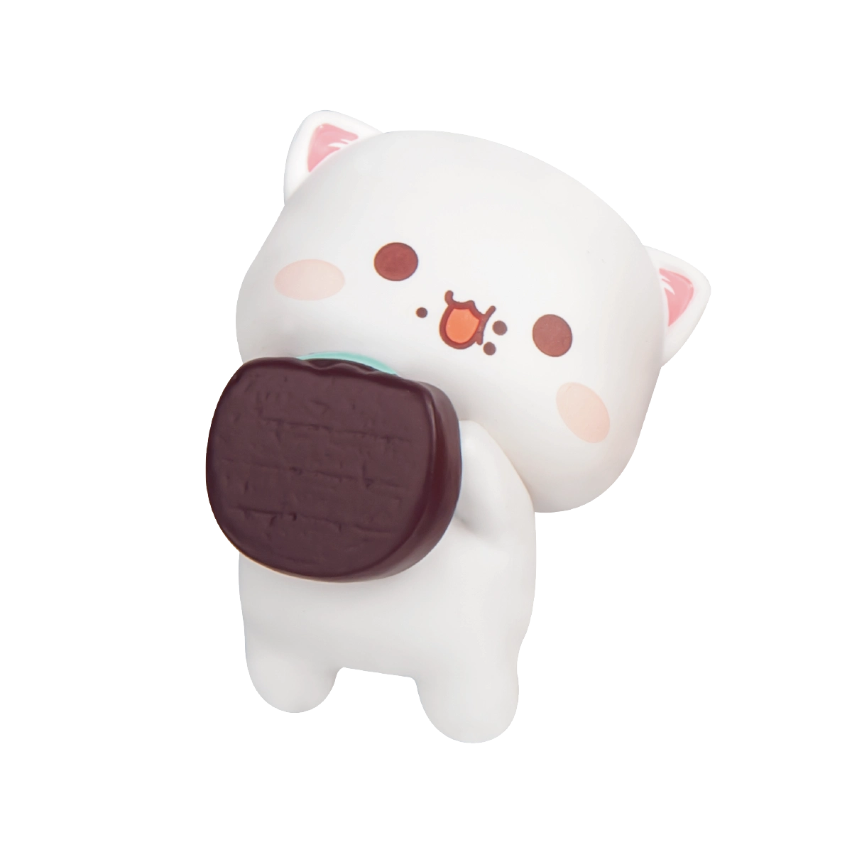 Goma Moneybags grey cat holding a gold money charm, secret Peach and Goma's Sweet Mini Universe