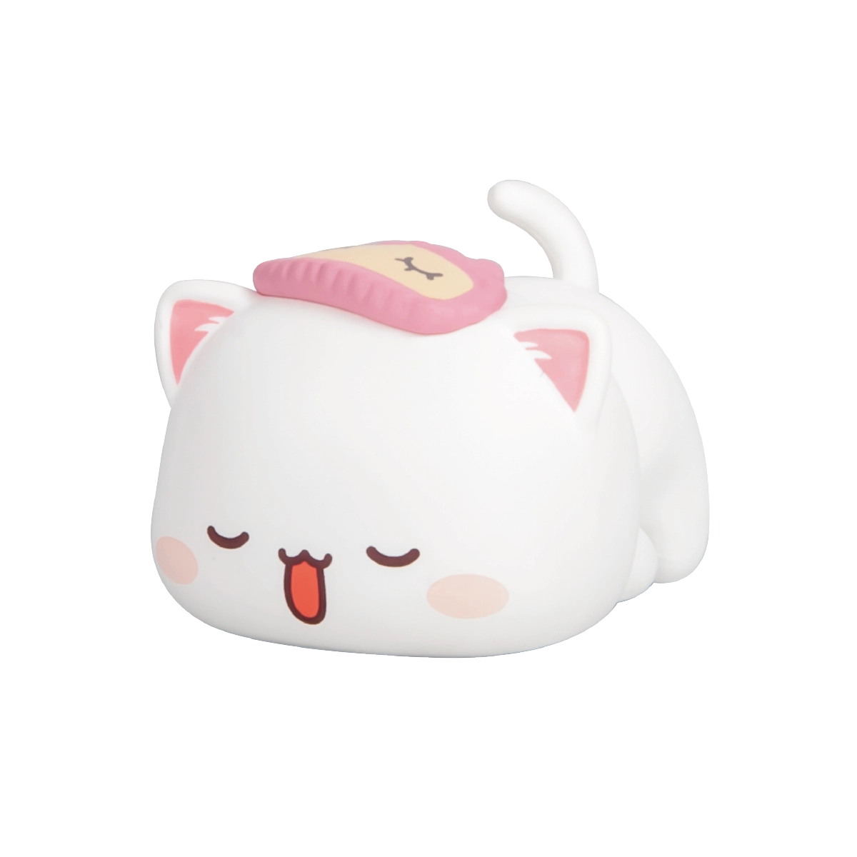Goma Billet-doux grey cat holding a white card with a red heart, secret Peach and Goma's Sweet Mini Universe