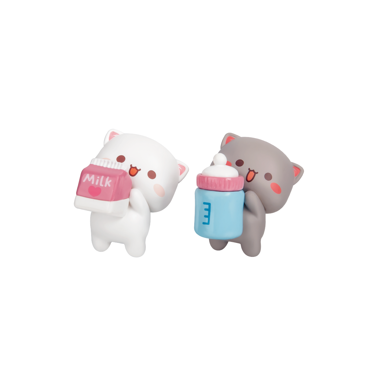 Peach Milk white cat hugging a pink milk carton, Peach and Goma's Sweet Mini Universe by 52TOYS