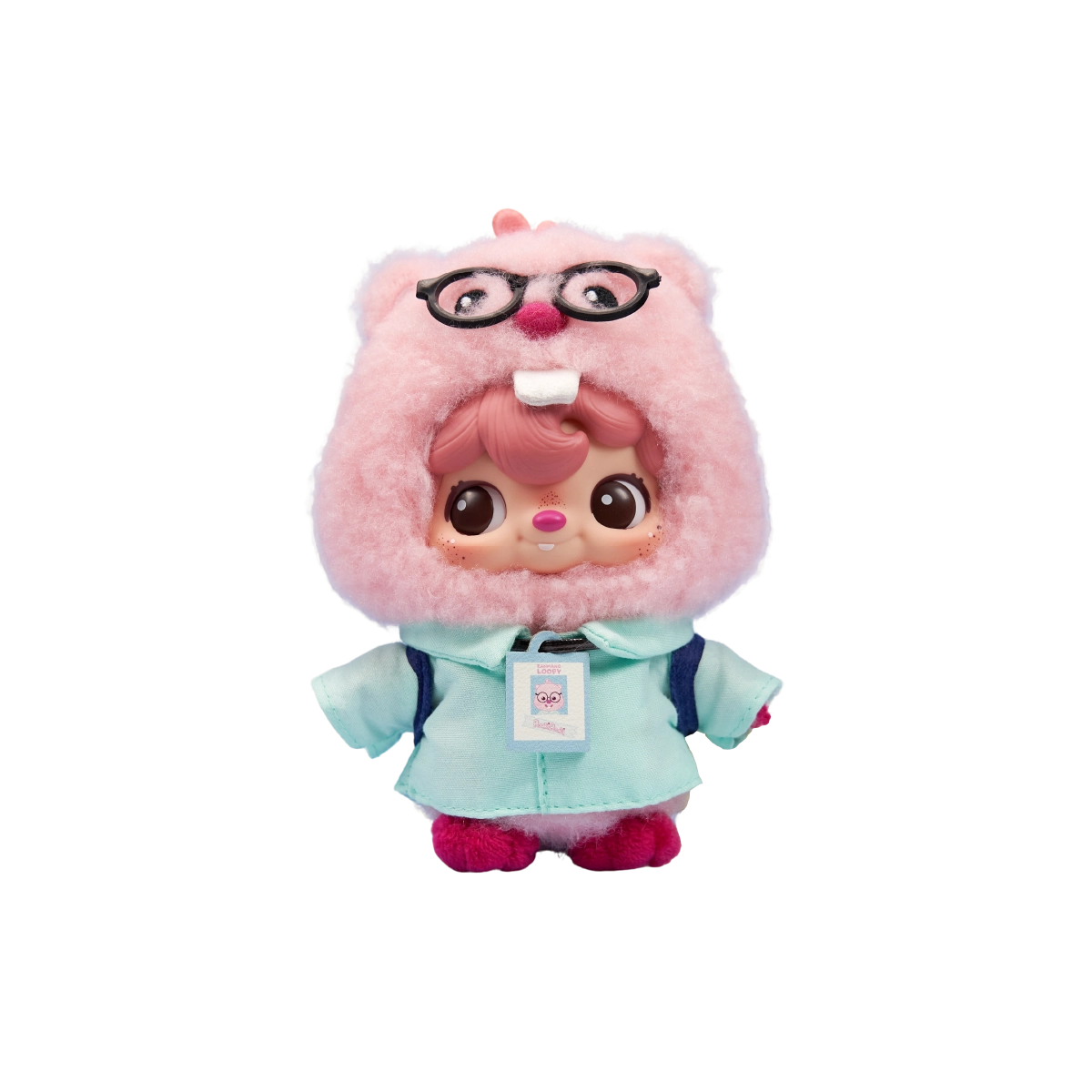 Main product view in pink and gray tones from POUKAPOUKA x ZANMANG LOOPY BEAVER'S DISGUISE VINYL PLUSH by 52TOYS