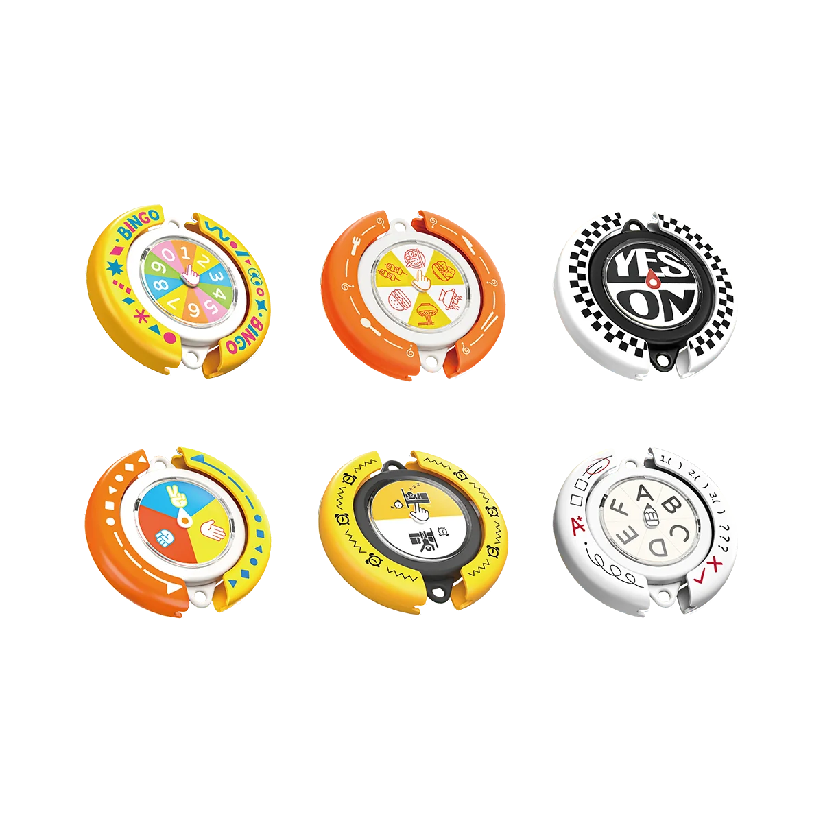Sleep or Wake yellow spinner with sleeping and desk icons and alarm-clock rim, QueSera Fortune Wheel