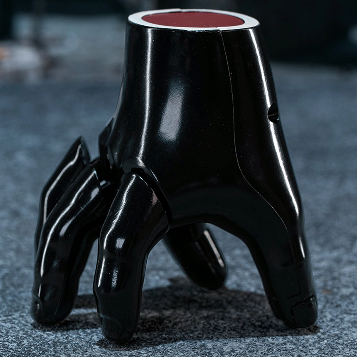Vampire Hand with red nails beside the teal stitched Zombie Hand, QueSera Stranger Hands