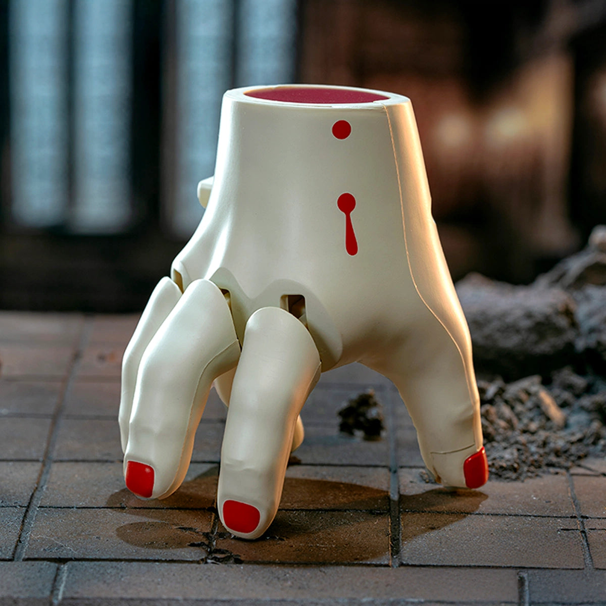 Hollow Hand, a translucent frosted robotic hand showing inner gears, QueSera Stranger Hands