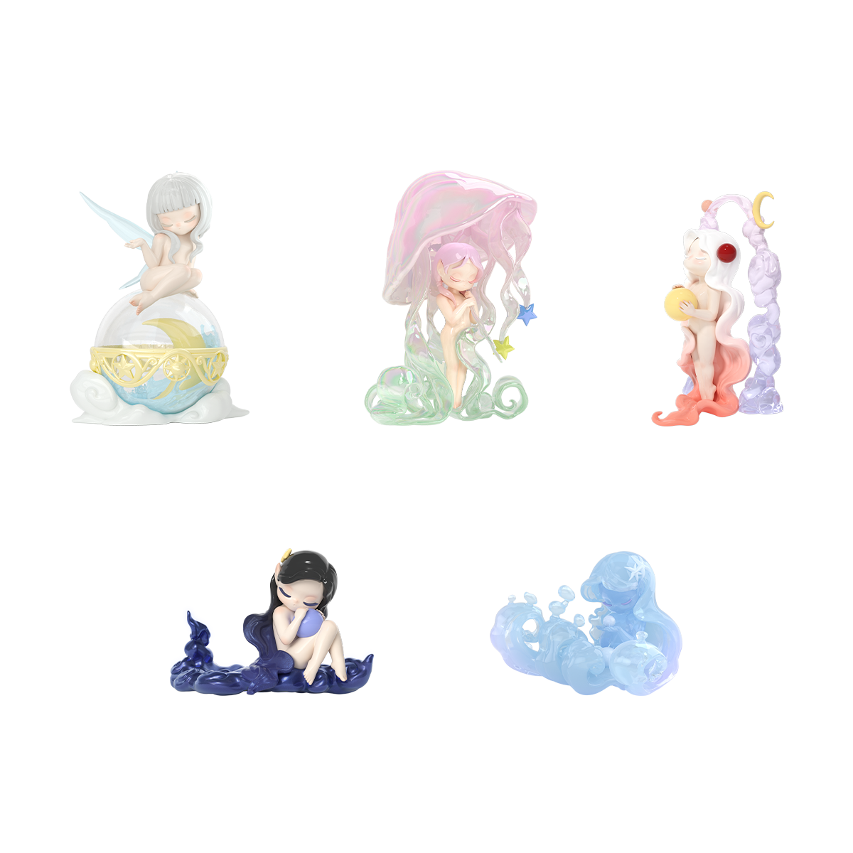 Dreamland Elves blind box packaging with a moonlit elf illustration