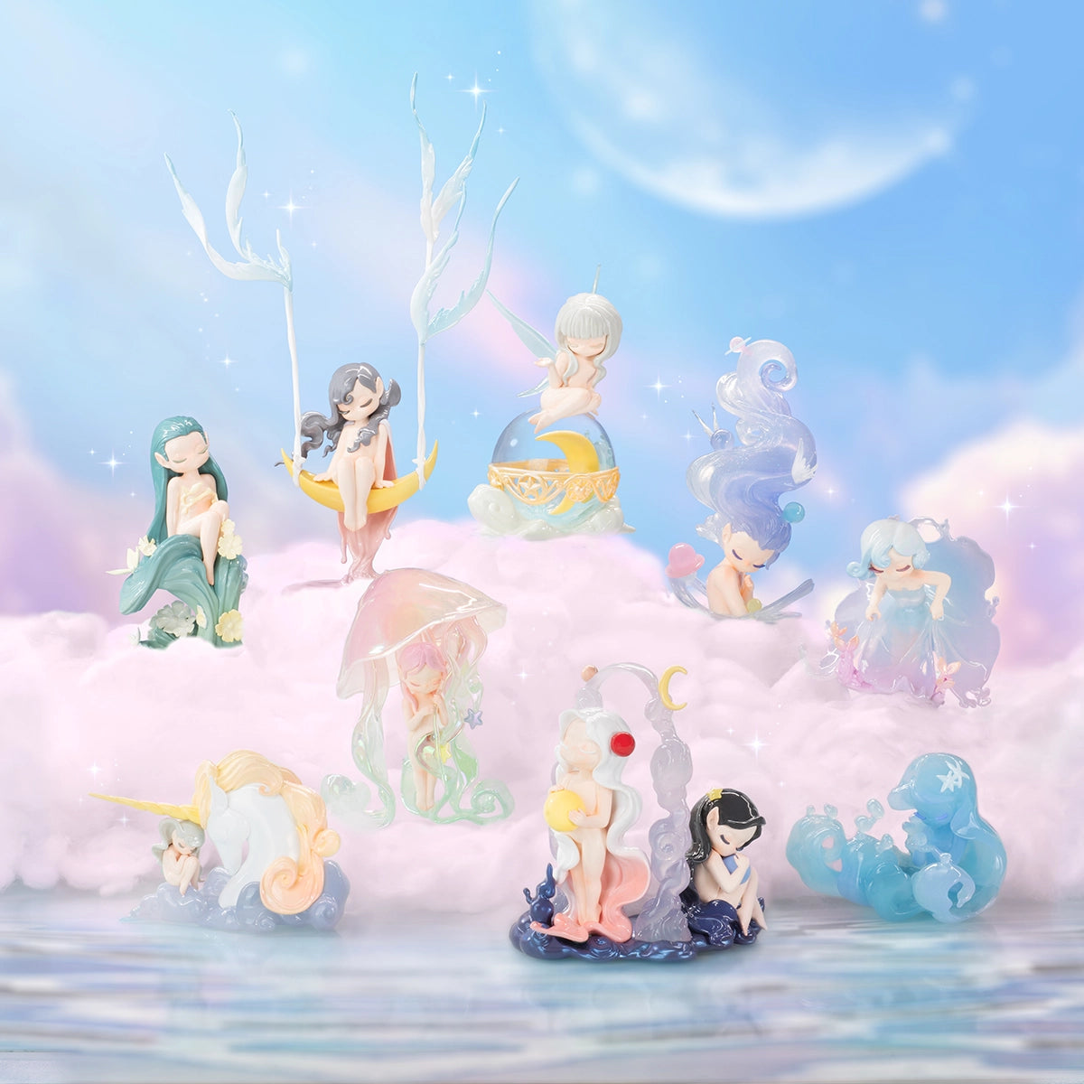 Five Sleep Dreamland Elves including Galaxy, Spirit, Mirror Moon, Polar Night and Sea Girl figures
