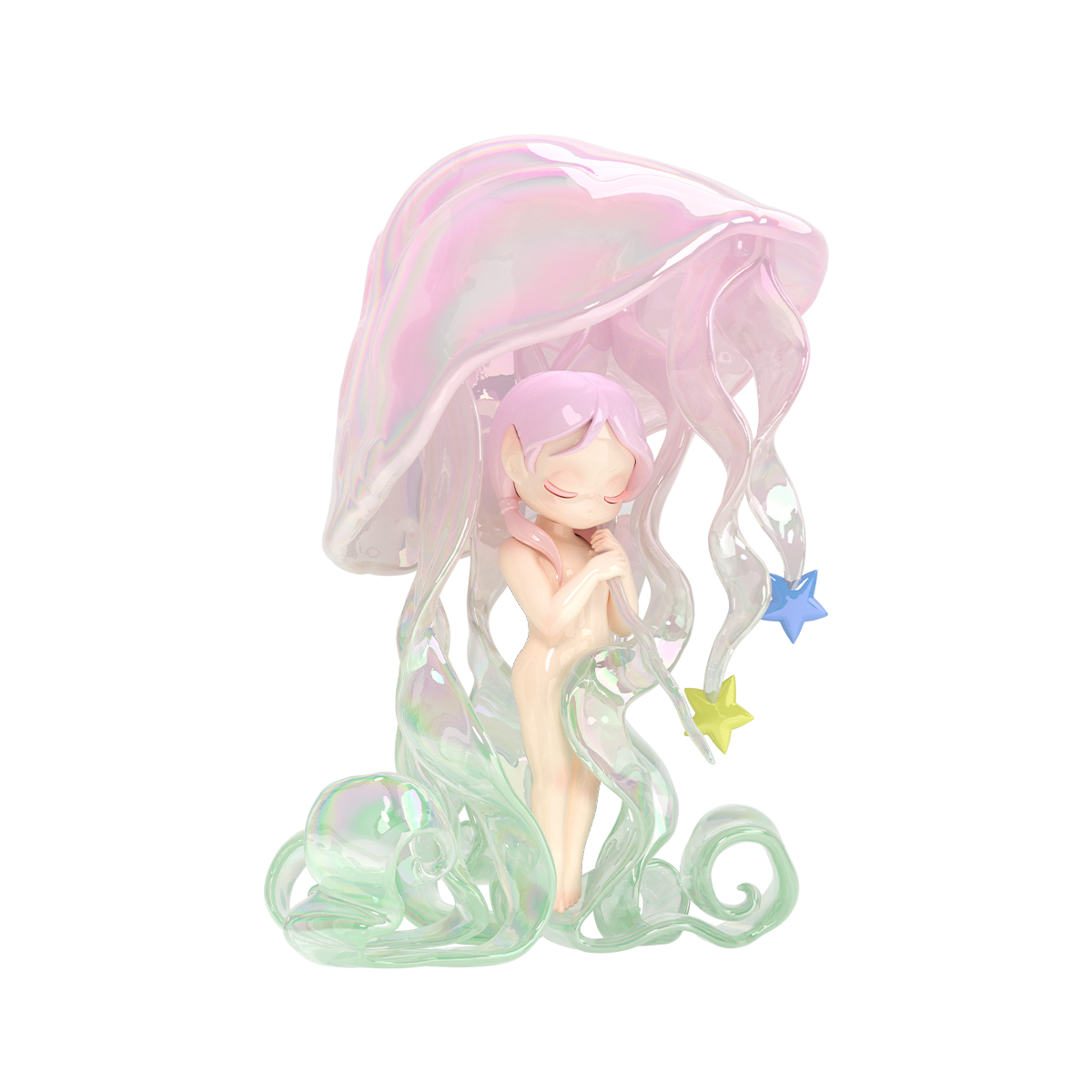 Spirit elf under a pink jellyfish canopy with star charms, Sleep Dreamland Elves
