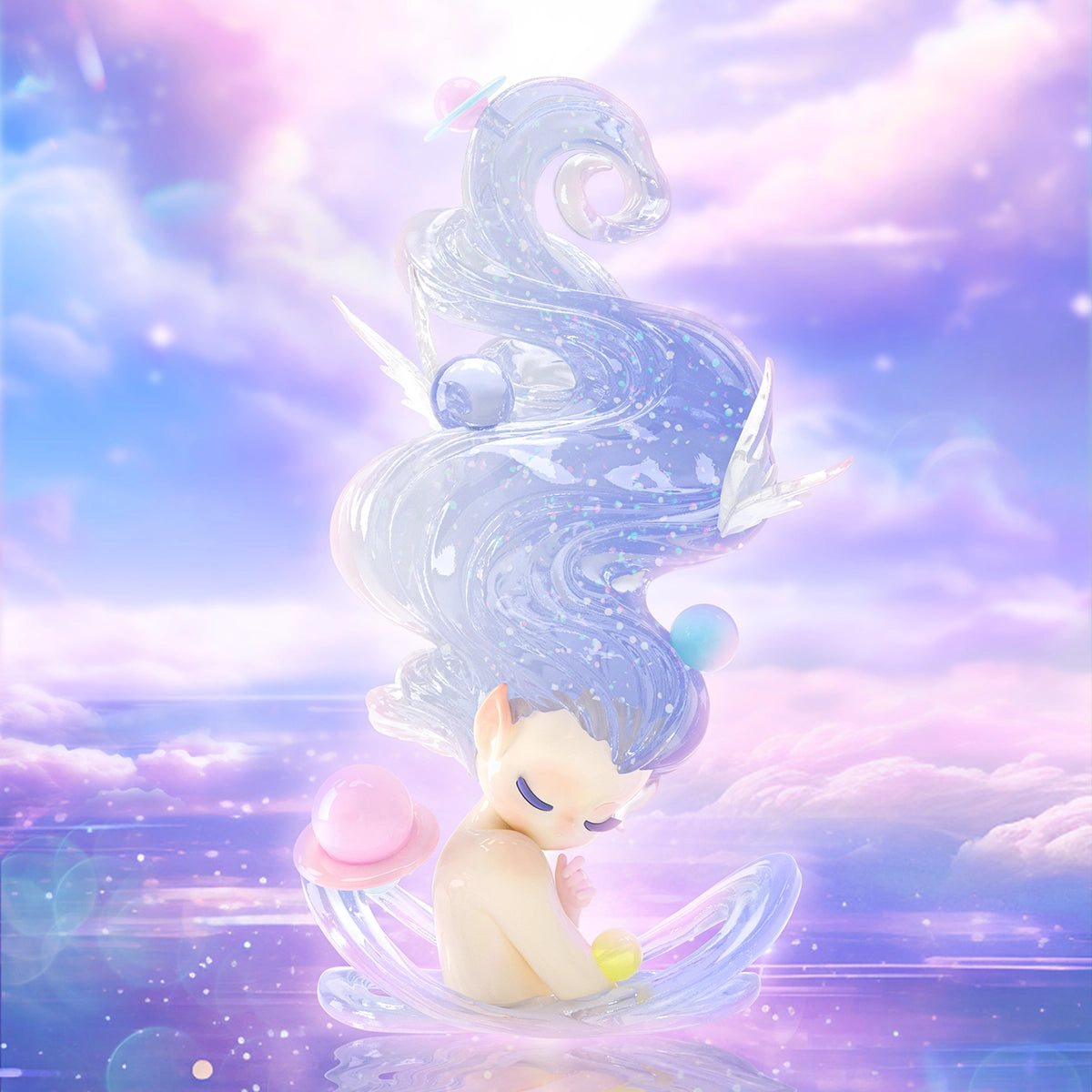 Full lineup of dreamy Sleep Dreamland Elves displayed on pastel clouds, blind box